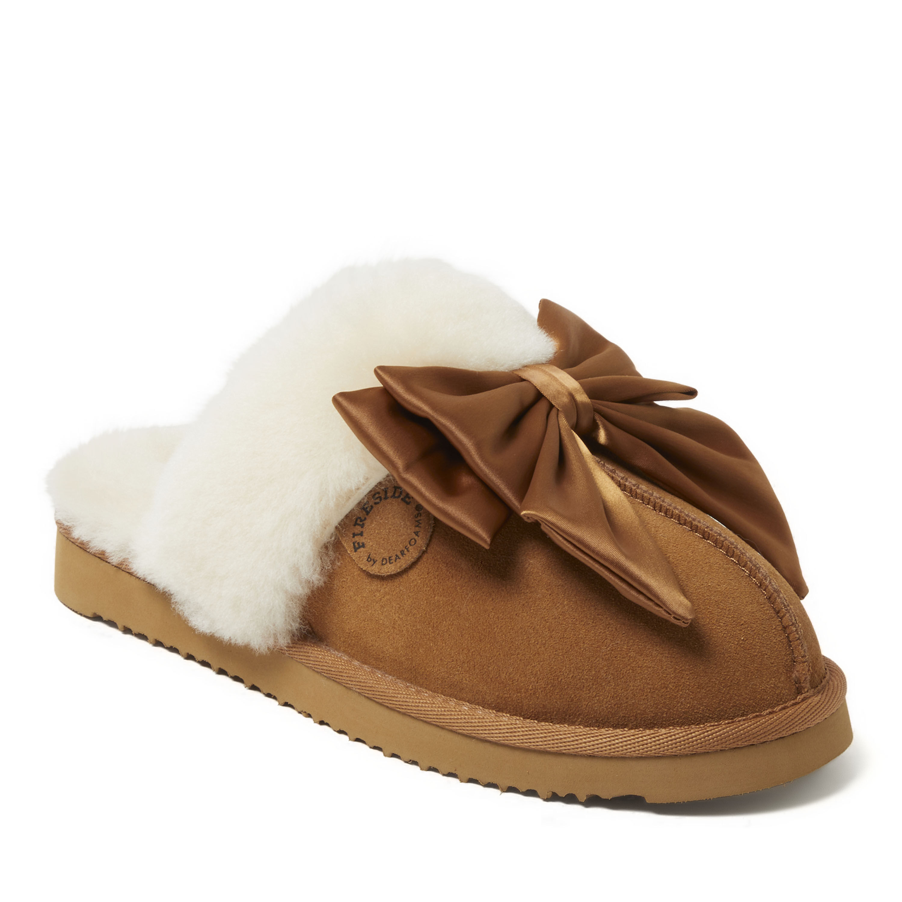 Women's Fireside by Dearfoams Sydney Genuine Shearling Scuff with Bow