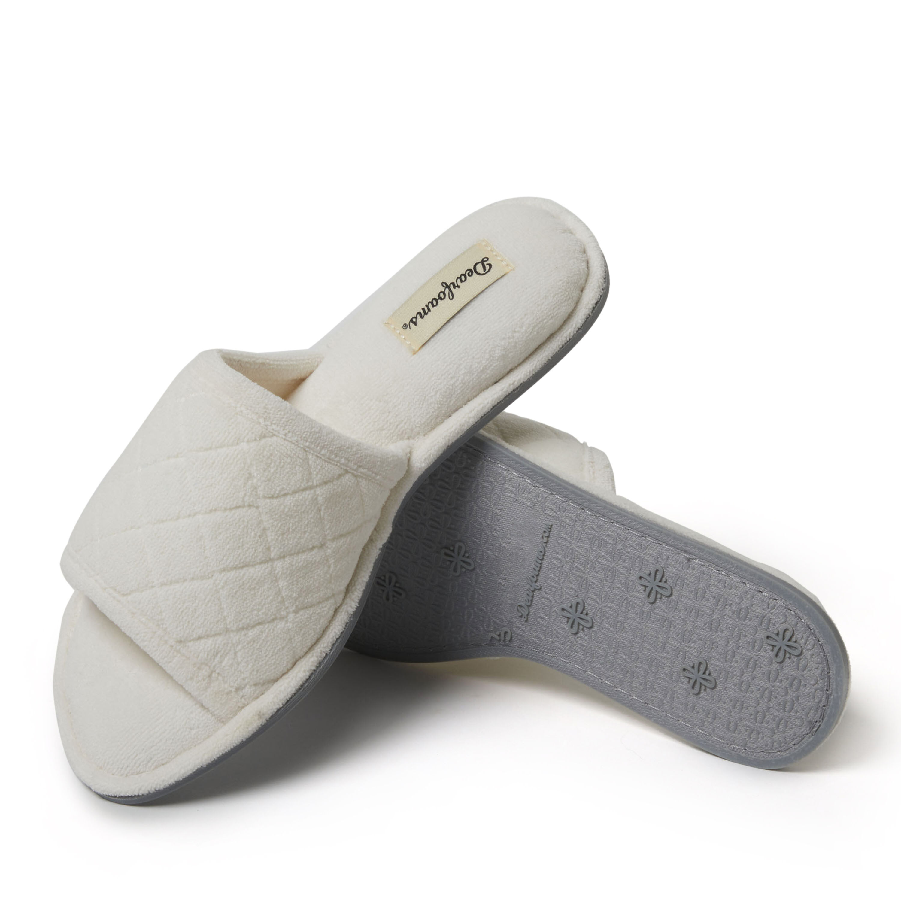 Dearfoams women's beatrice microfiber terry 2025 slide with quilted vamp slipper