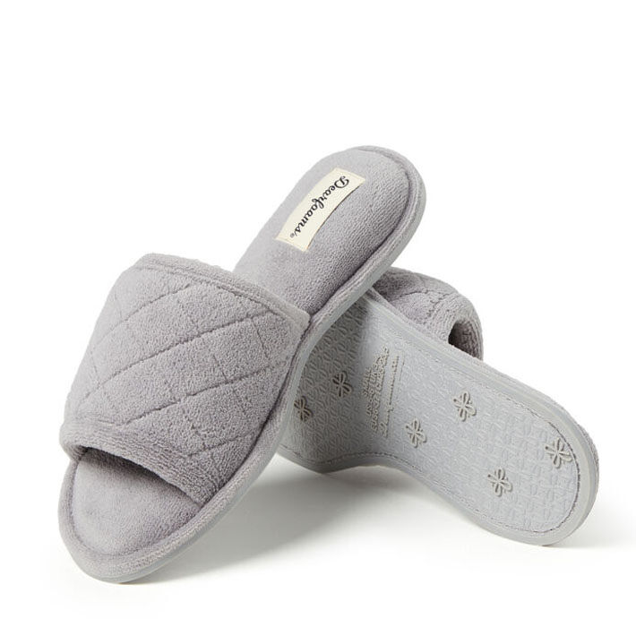 Dearfoams women's beatrice microfiber terry slide with quilted vamp slipper store