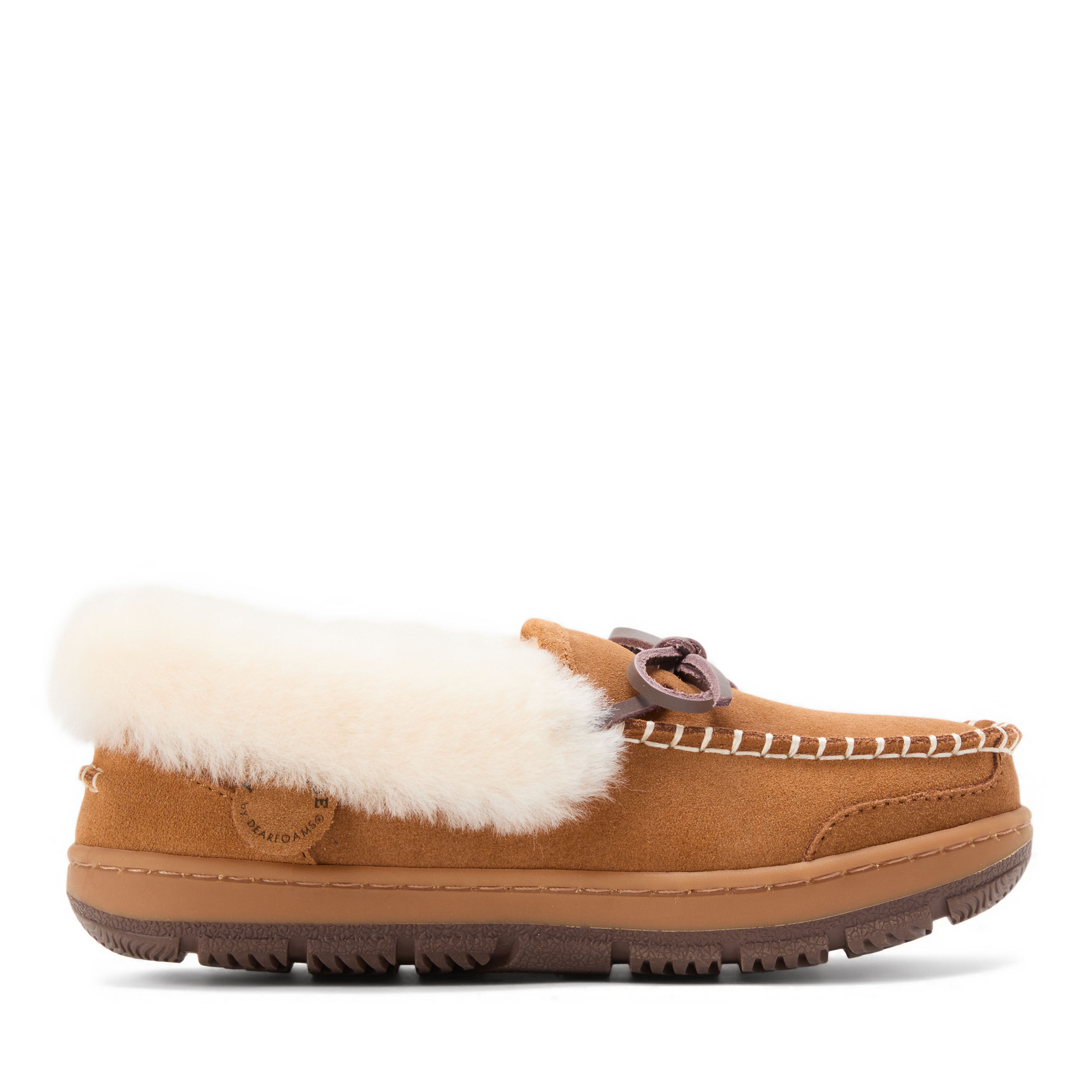 Women's Fireside by Dearfoams Gladstone Genuine Shearling Moc With Stitching