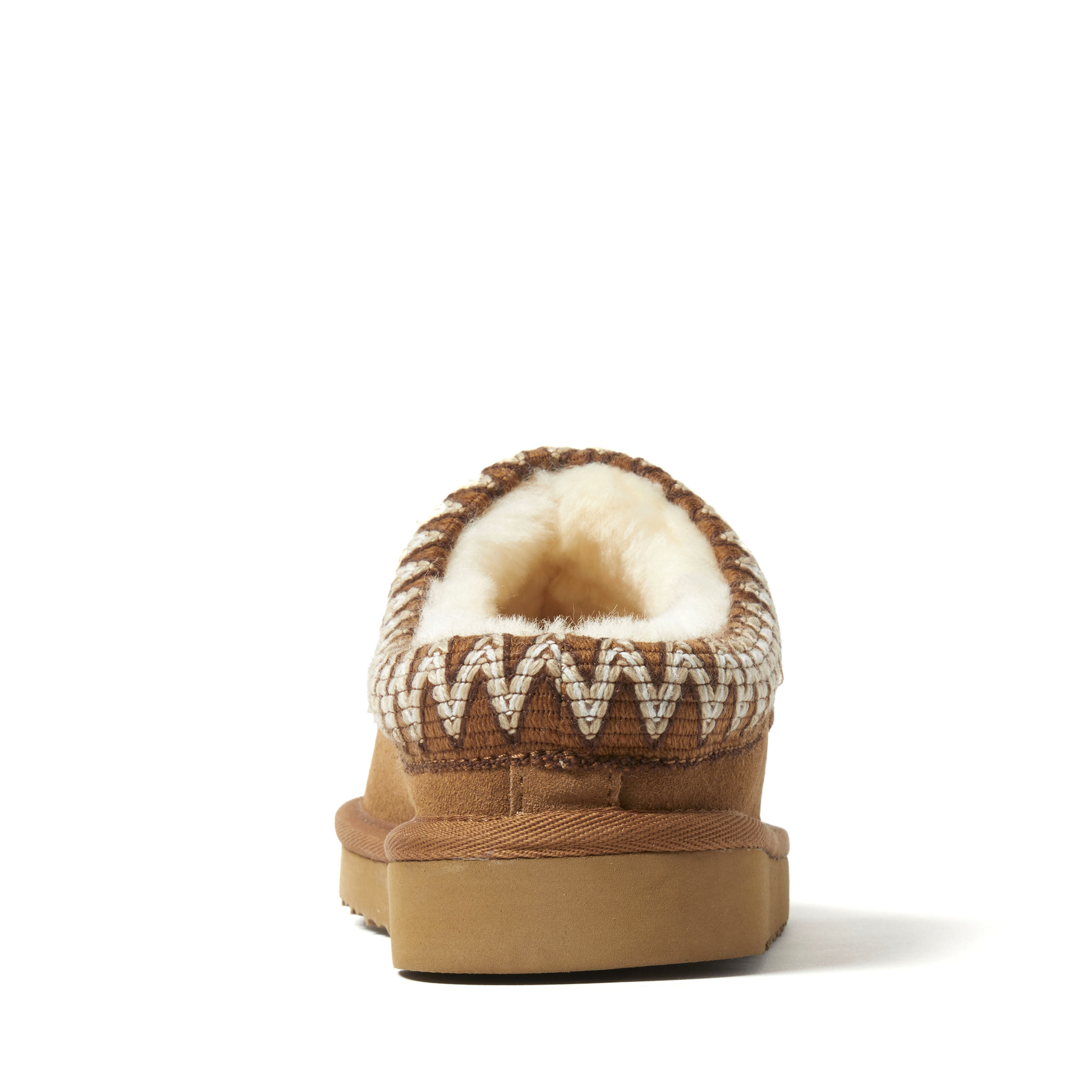 Women's Fireside by Dearfoams Greta Genuine Shearling Clog With Taping