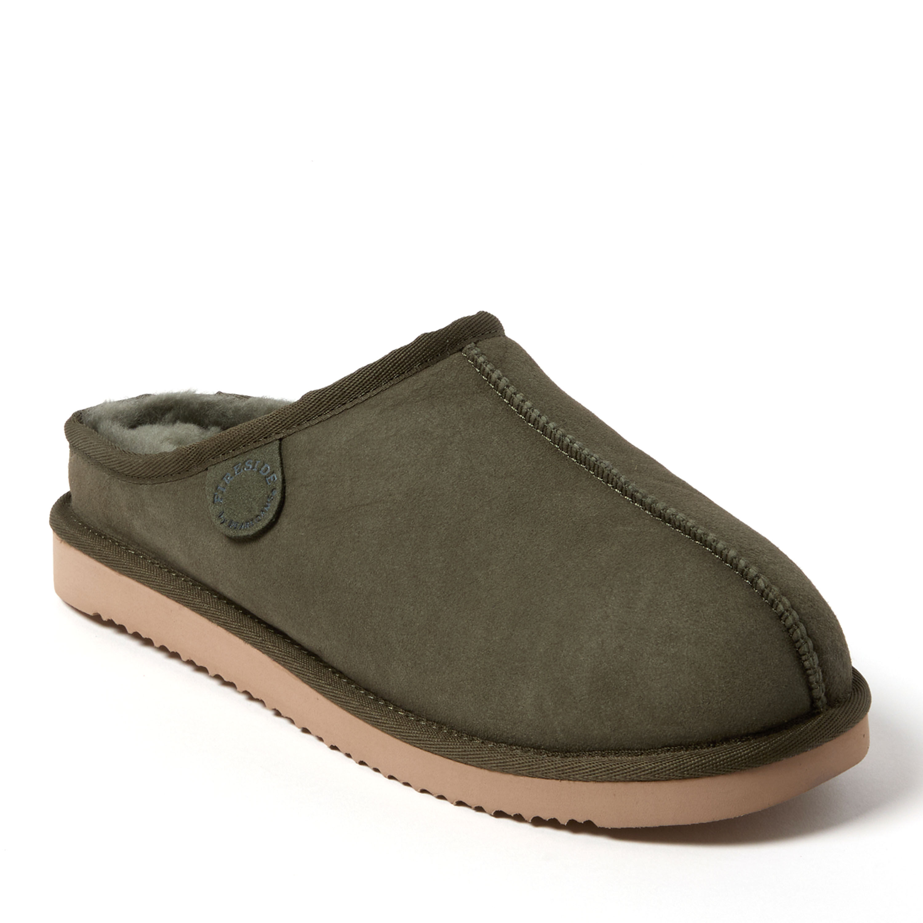 Men's Fireside by Dearfoams Grafton Genuine Shearling Clog Slipper with Woven Accent