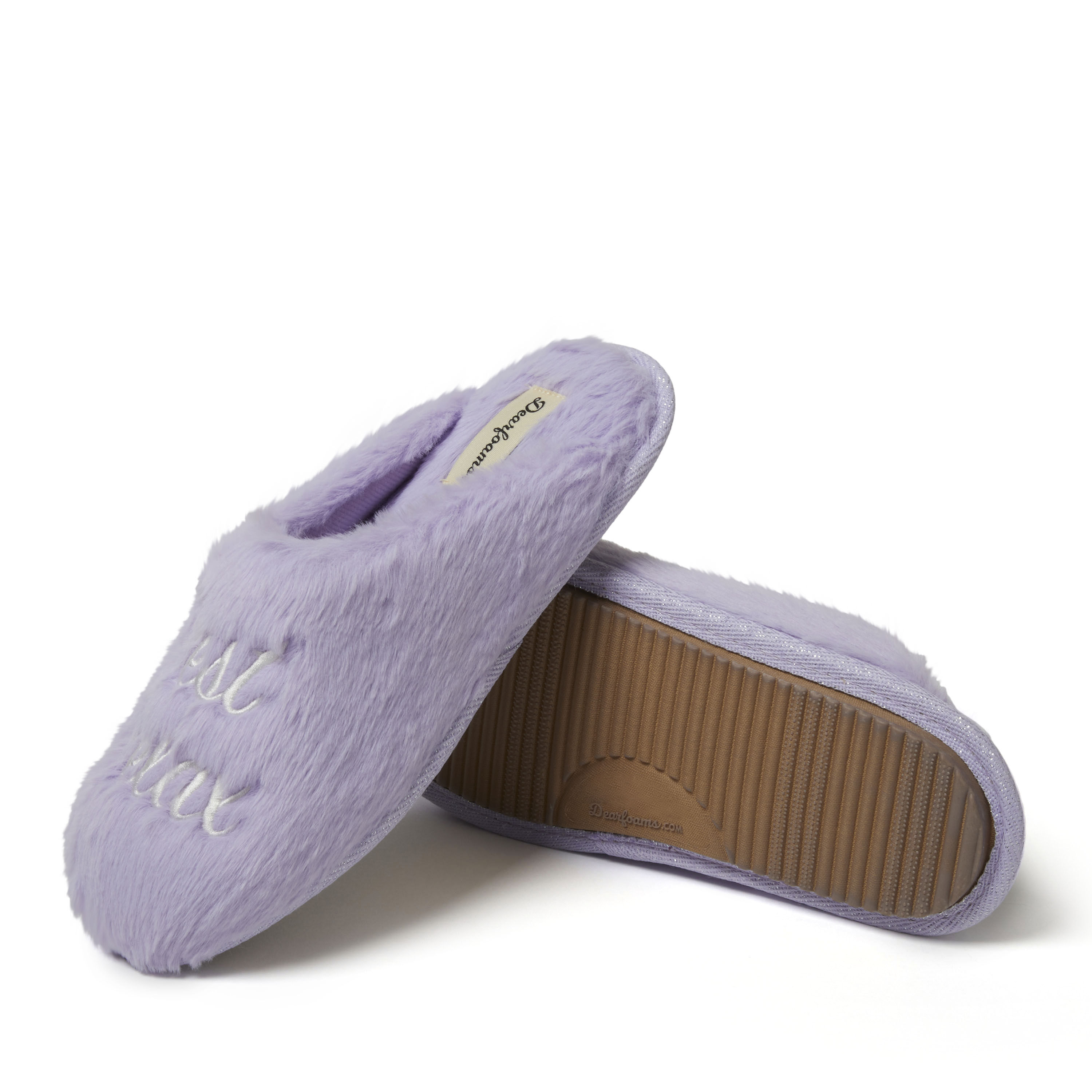 Purple dearfoam slippers shop