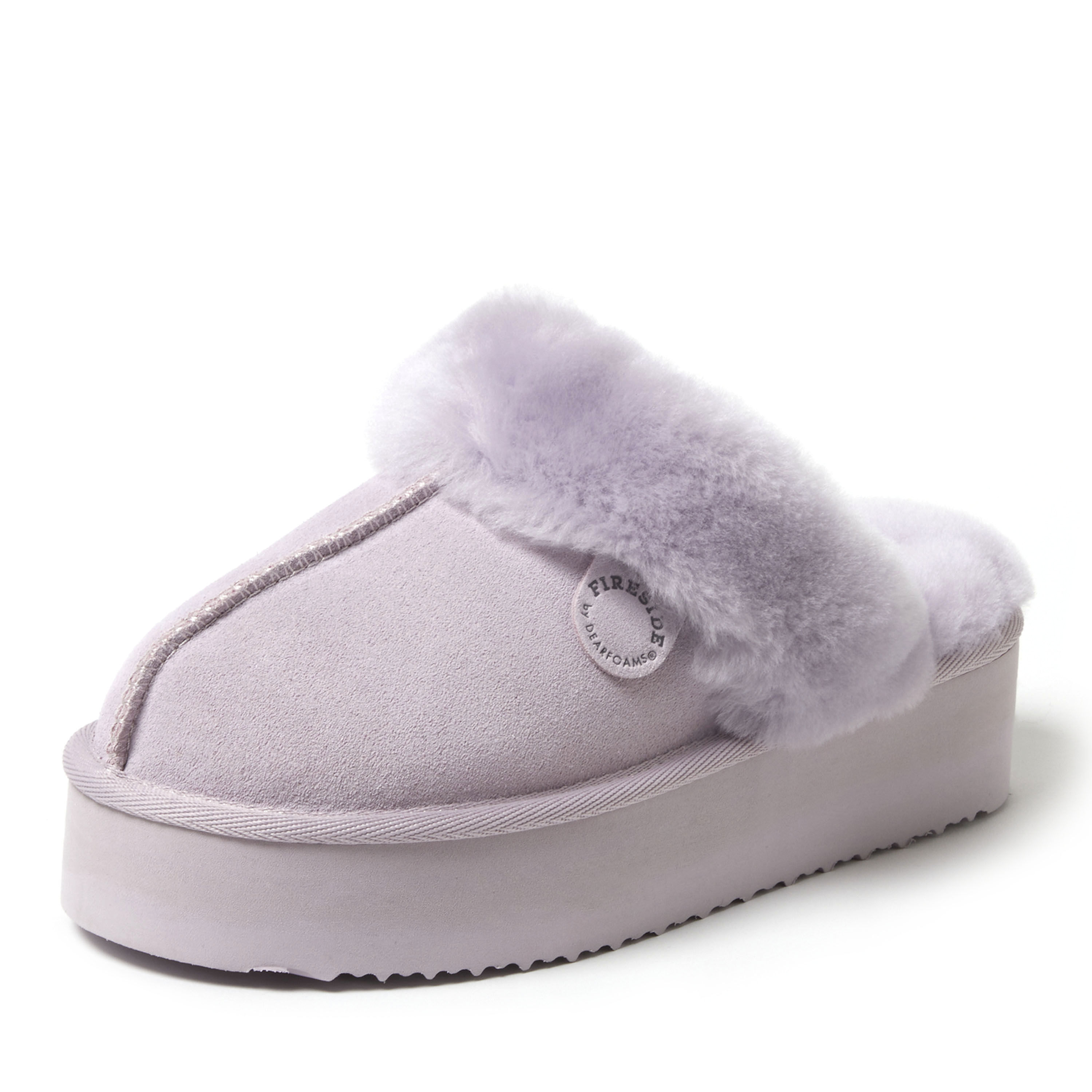 Women's Fireside by Dearfoams Melton Genuine Shearling Platform Scuff