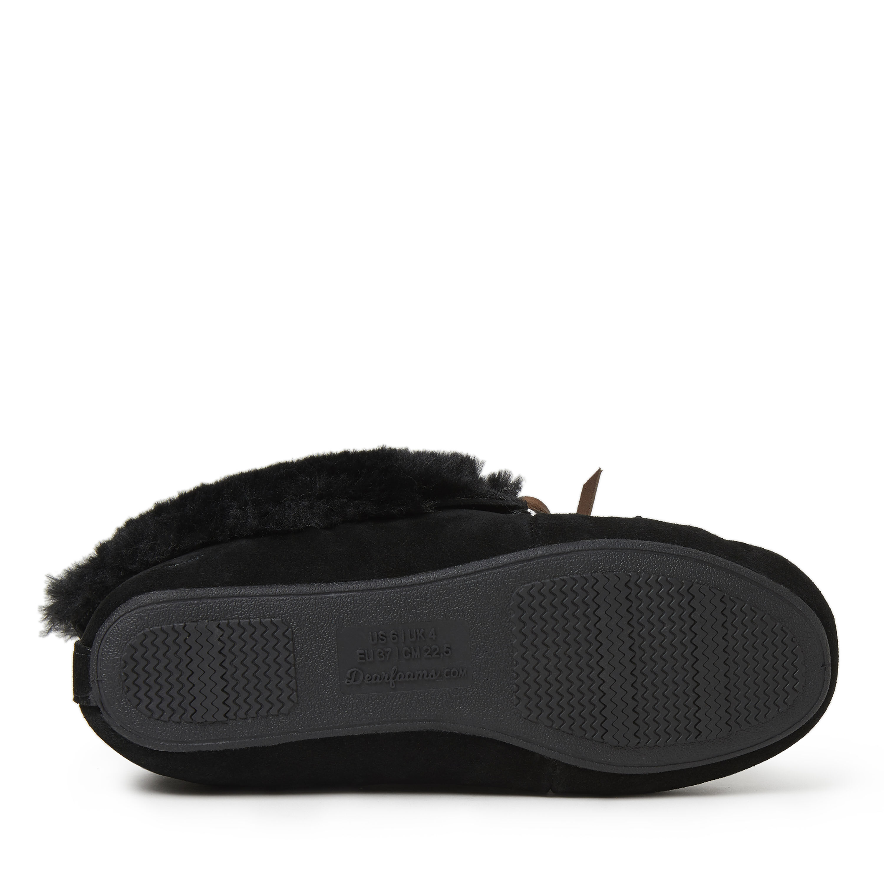 Women's Genuine Suede Foldover Moccasin with Tie Slipper