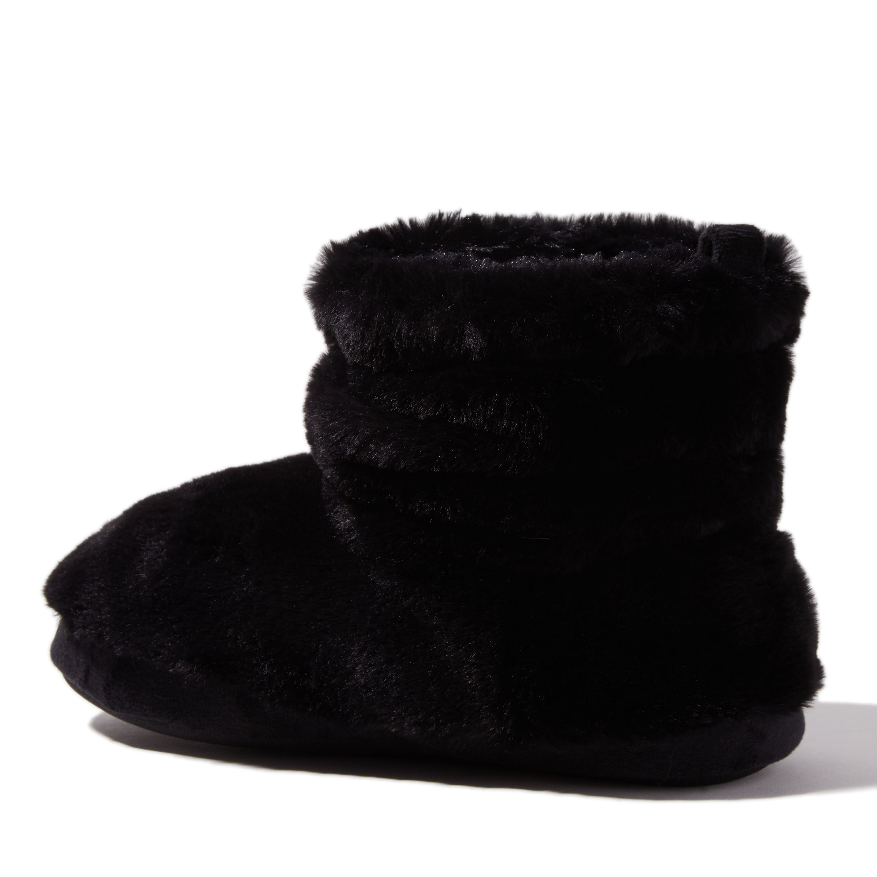 Black fluffy slipper boots sales