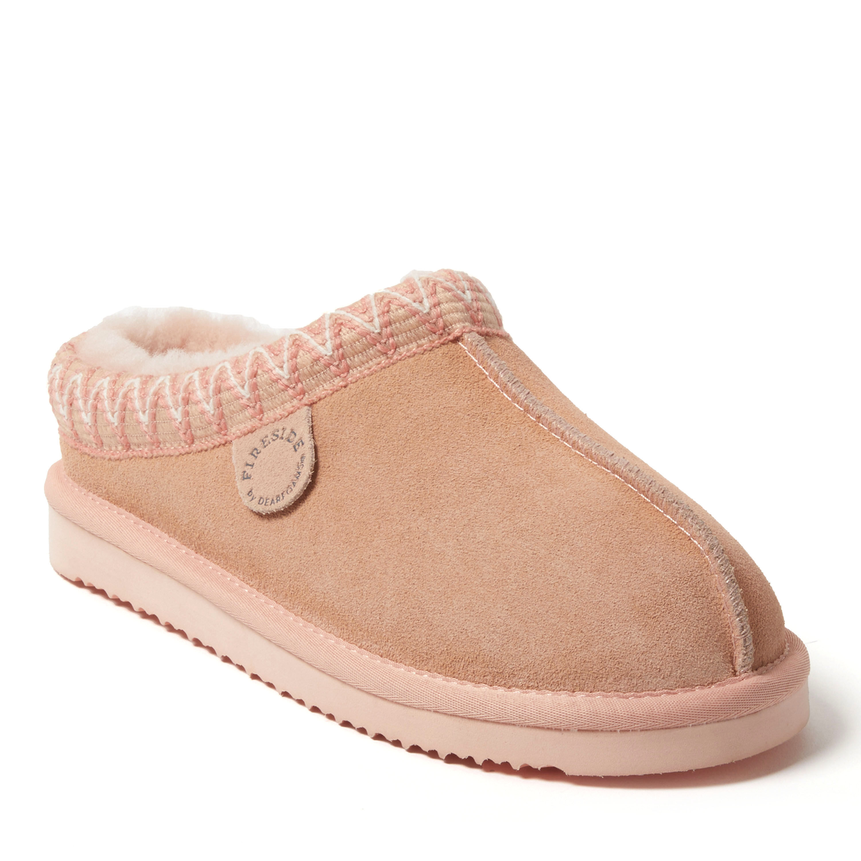 Women's Fireside by Dearfoams Greta Genuine Shearling Clog With Taping