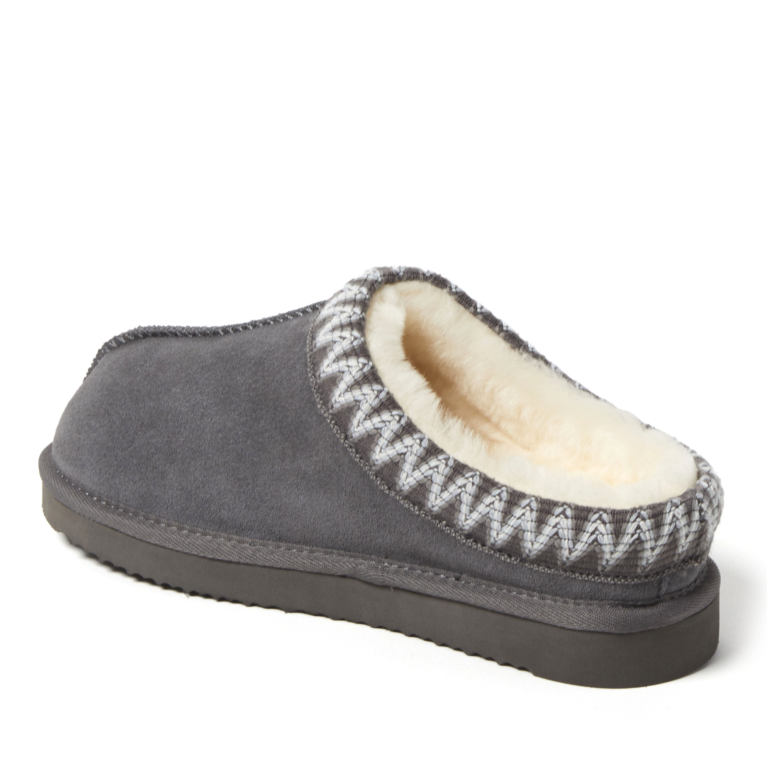 Women's Fireside by Dearfoams Greta Genuine Shearling Clog With Taping
