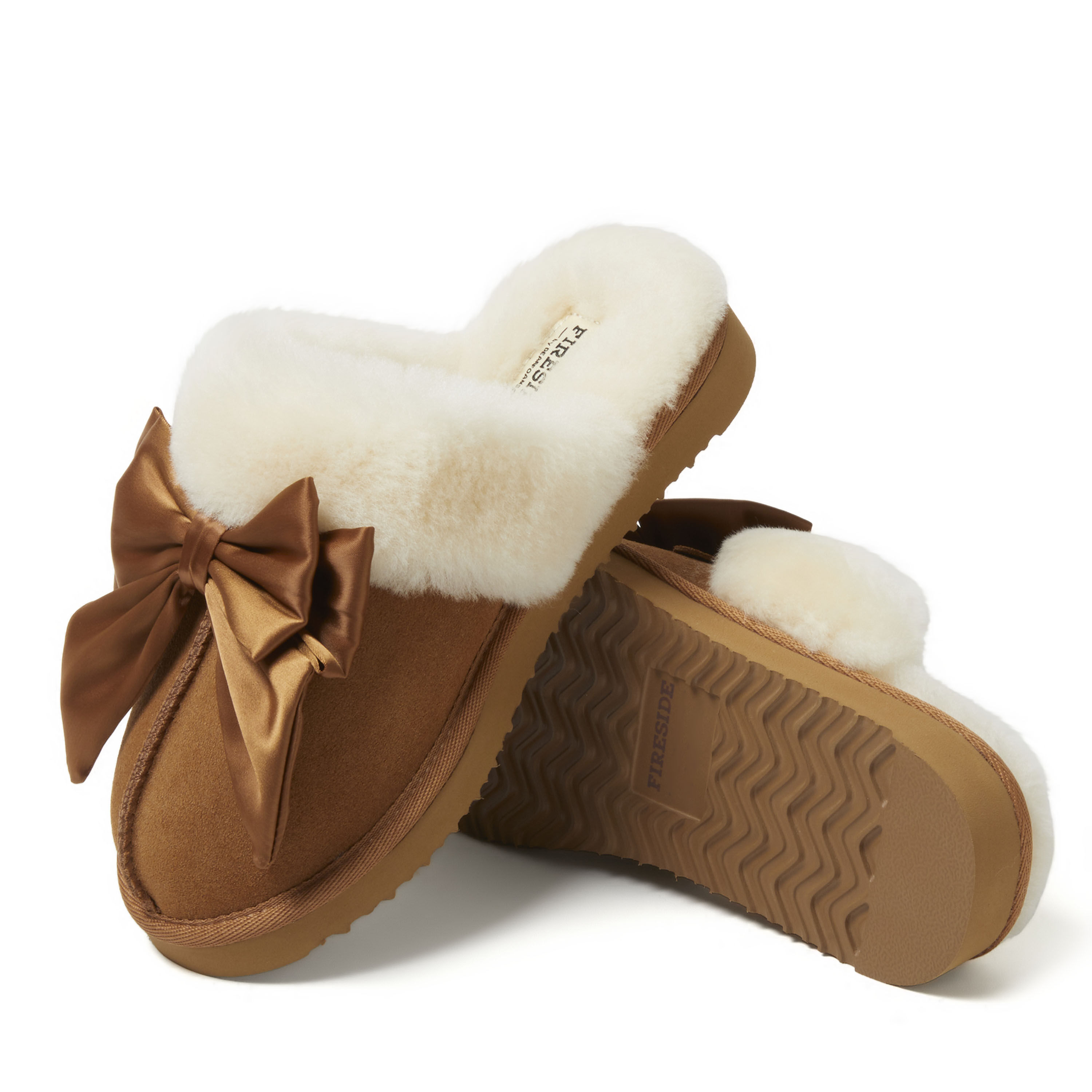 Women's Fireside by Dearfoams Sydney Genuine Shearling Scuff with Bow