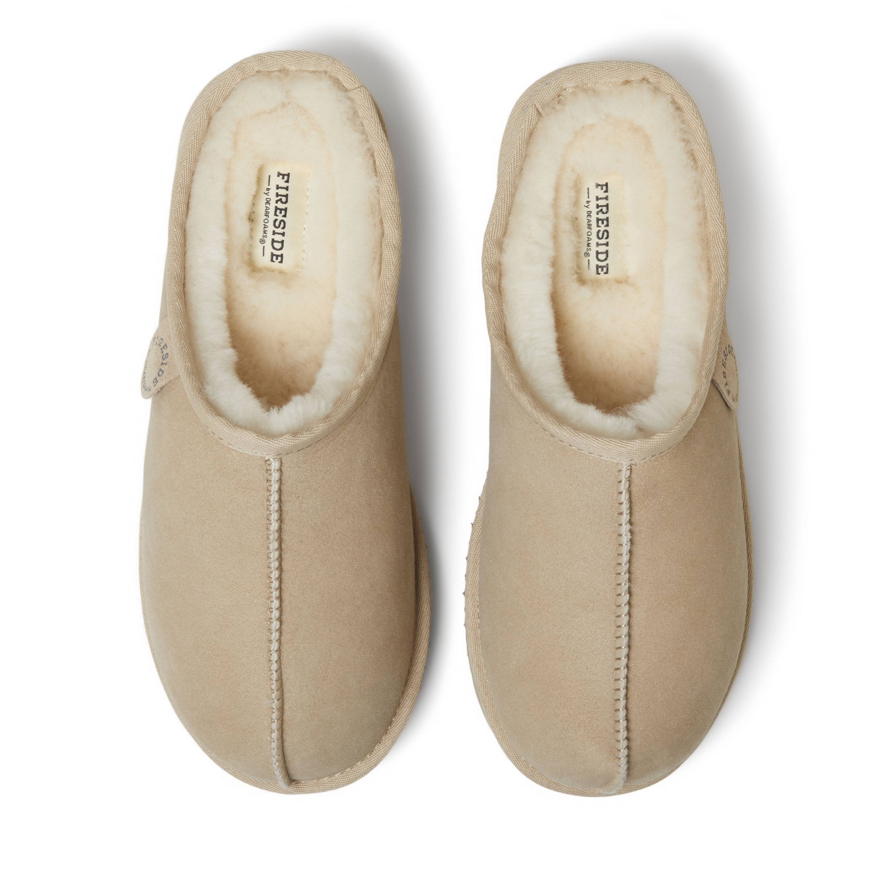 Men's Fireside by Dearfoams Grafton Genuine Shearling Clog Slipper with Woven Accent
