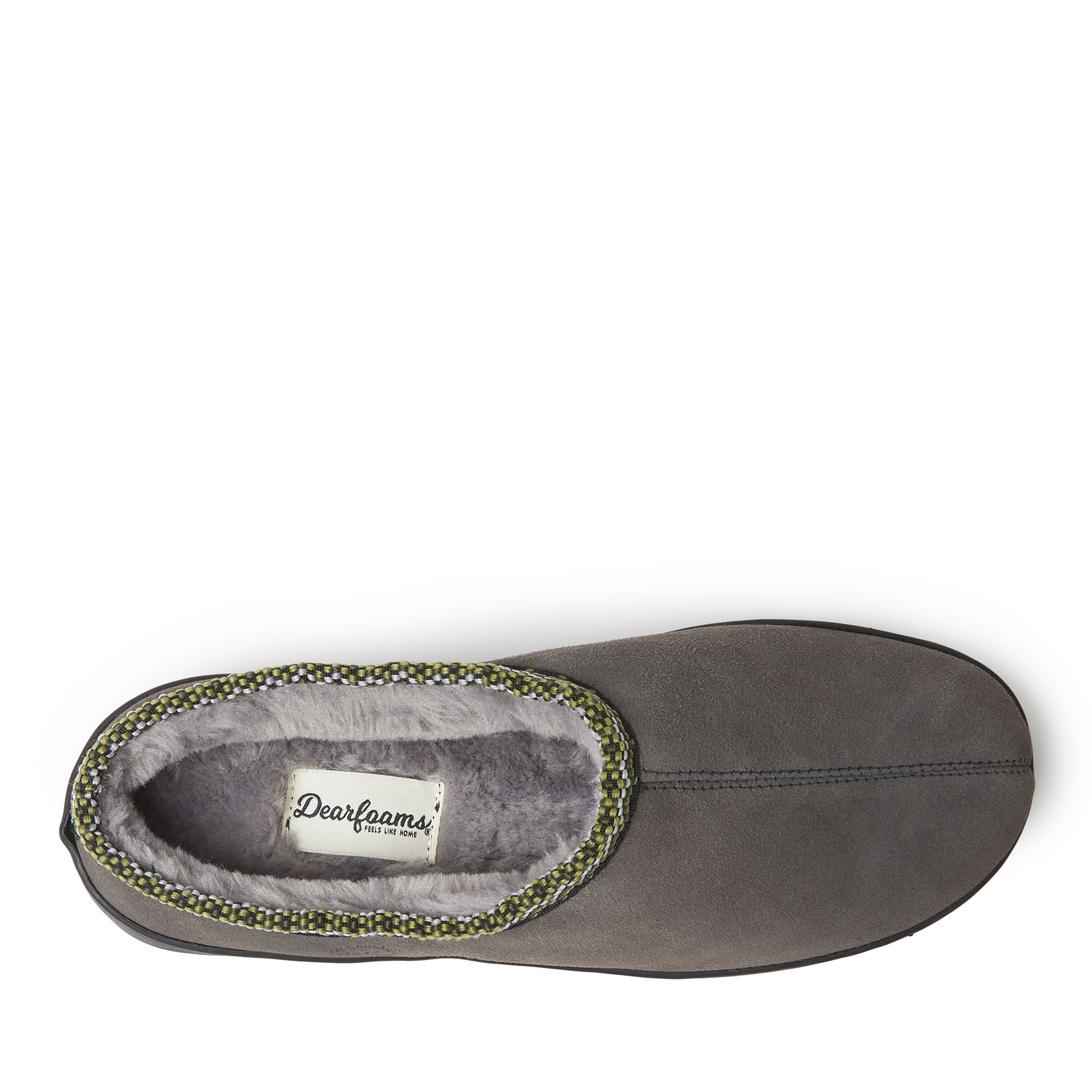 Men's Genuine Suede Clog Slipper with Woven Accent
