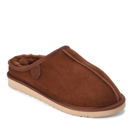 Men's Fireside by Dearfoams Grafton Genuine Shearling Clog Slipper with Woven Accent