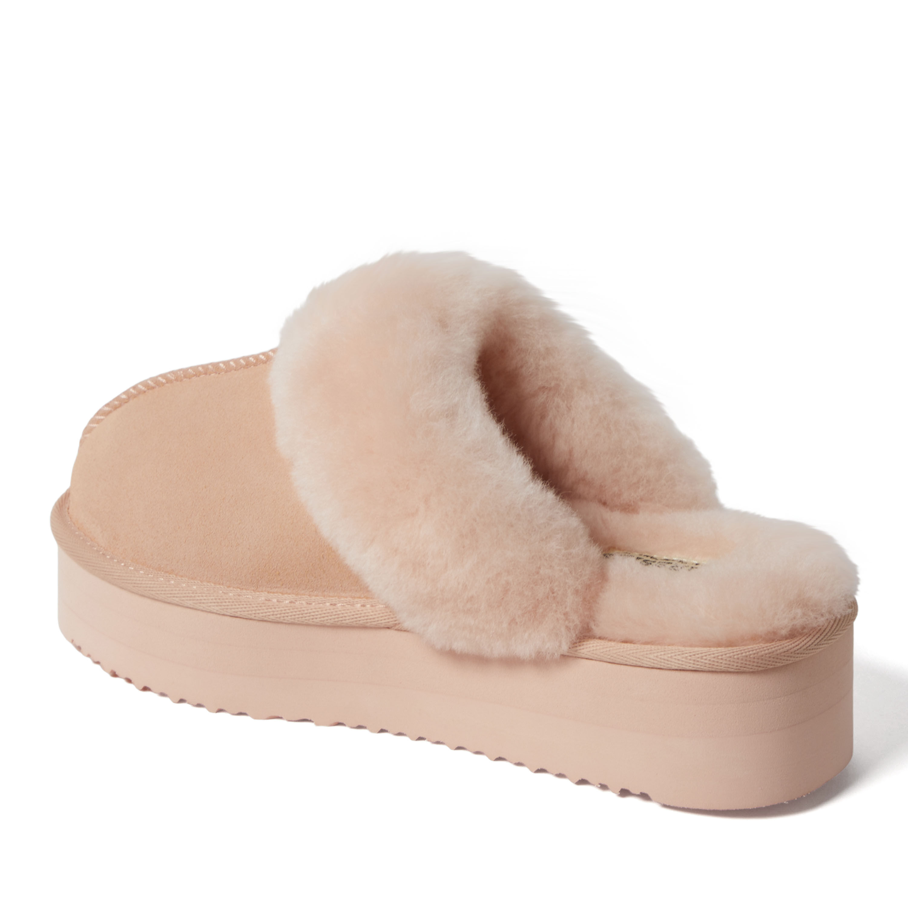 Women's Fireside by Dearfoams Melton Genuine Shearling Platform Scuff