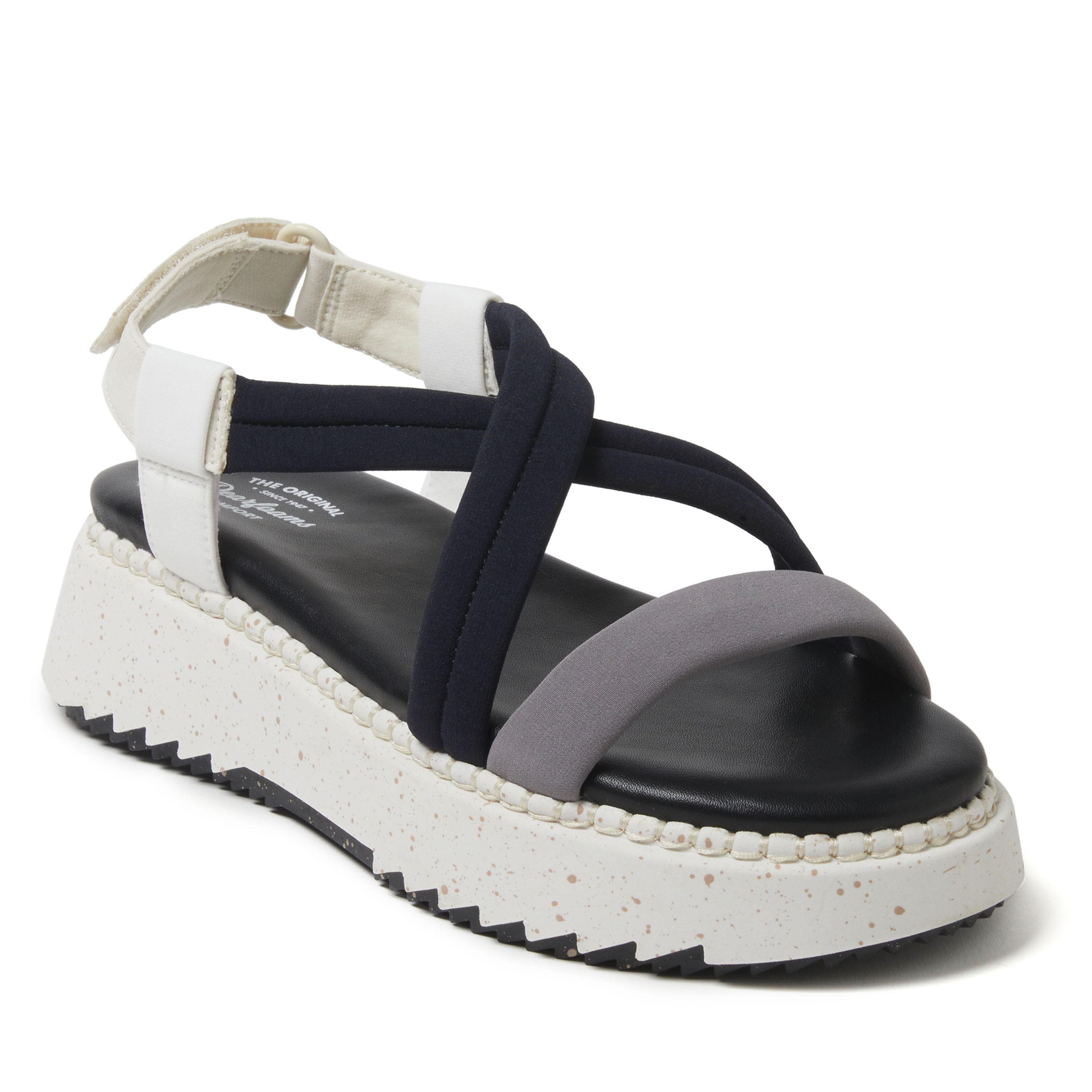 Dearfoams Women s Daylen Adjustable Strap Platform Sandal Black Size 10