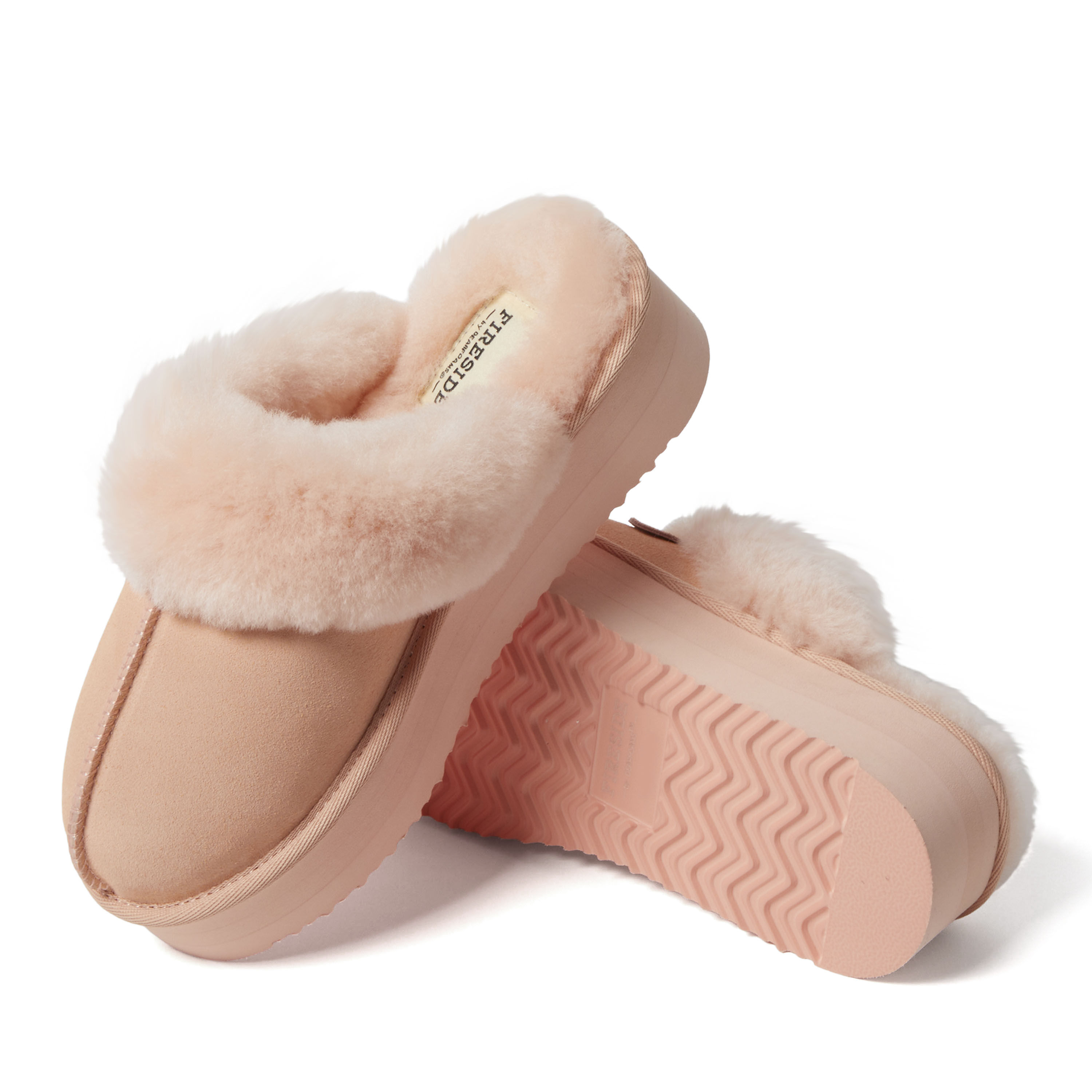 Women's Fireside by Dearfoams Melton Genuine Shearling Platform Scuff