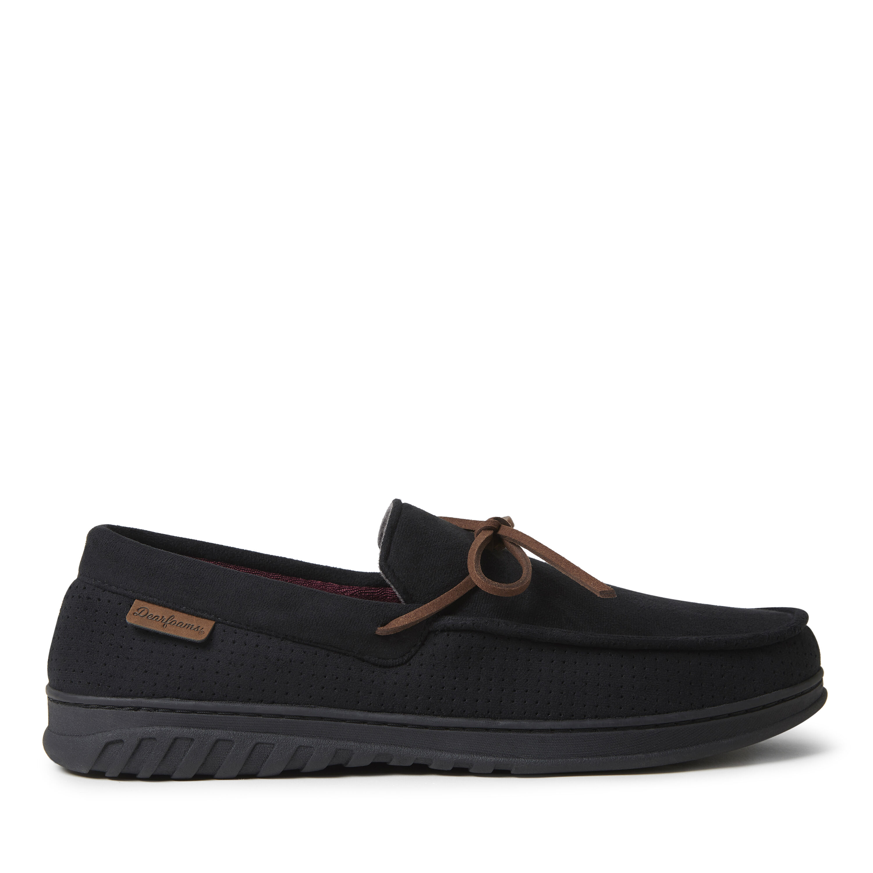 Men's Ethan Perforated Microsuede Moccasin  with Tie Slipper