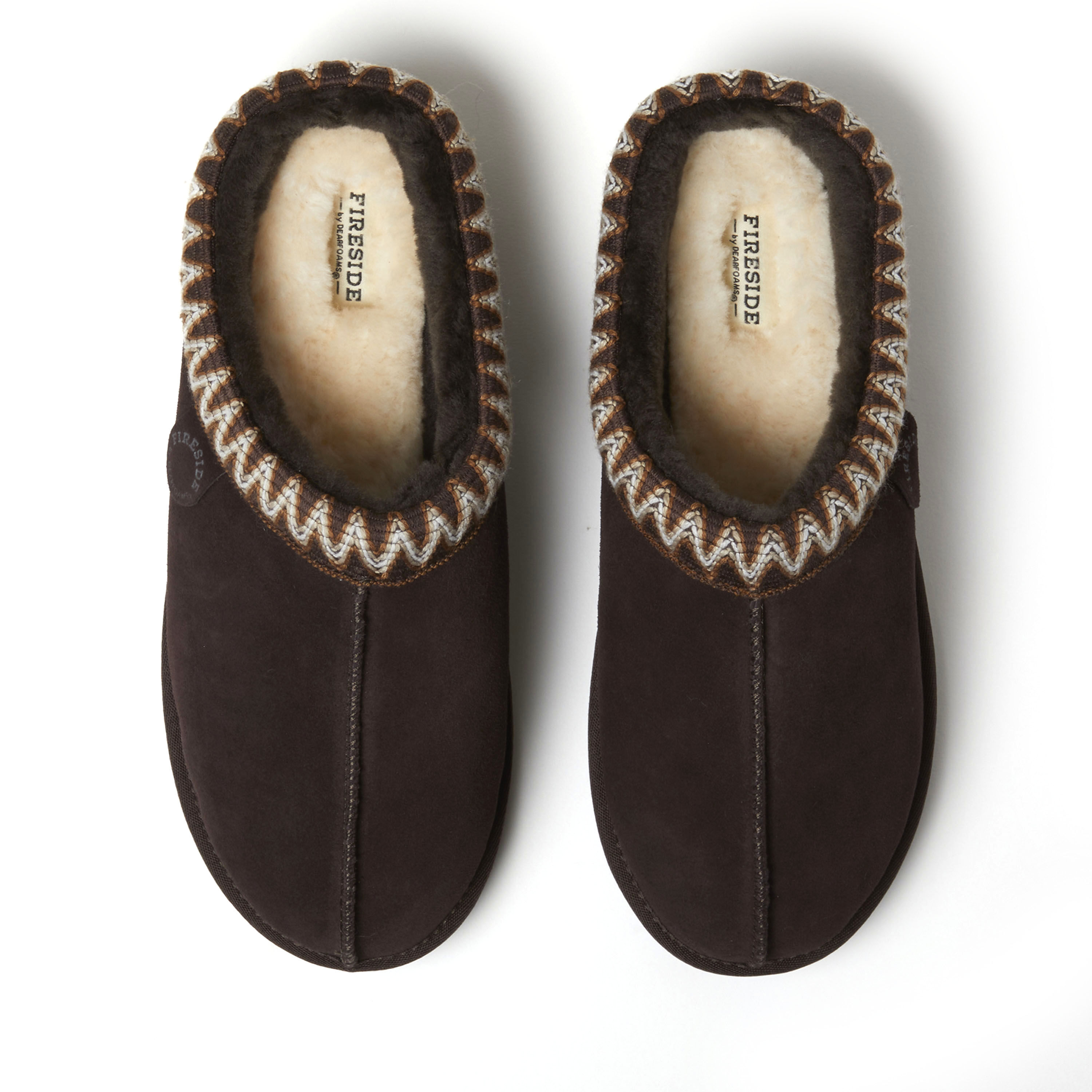 Men's Fireside by Dearfoams Grafton Genuine Shearling Clog With Taping