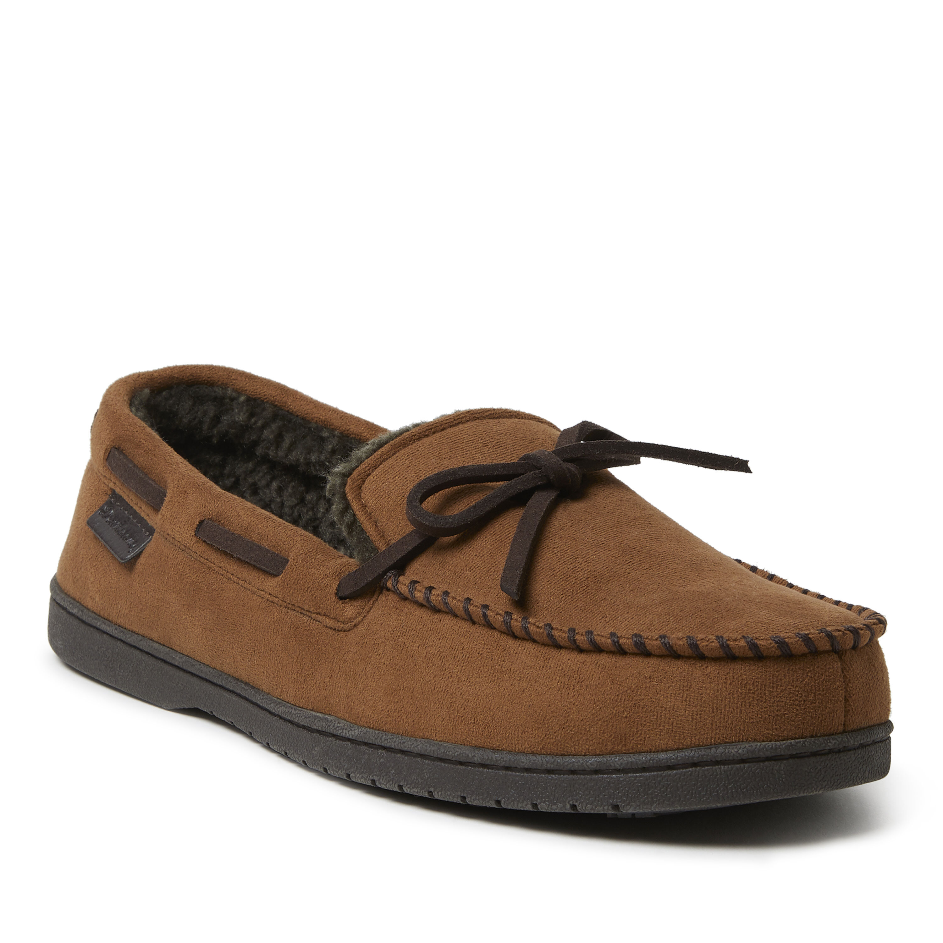 Men's dearfoams microfiber suede whipstitch moccasin slippers clearance
