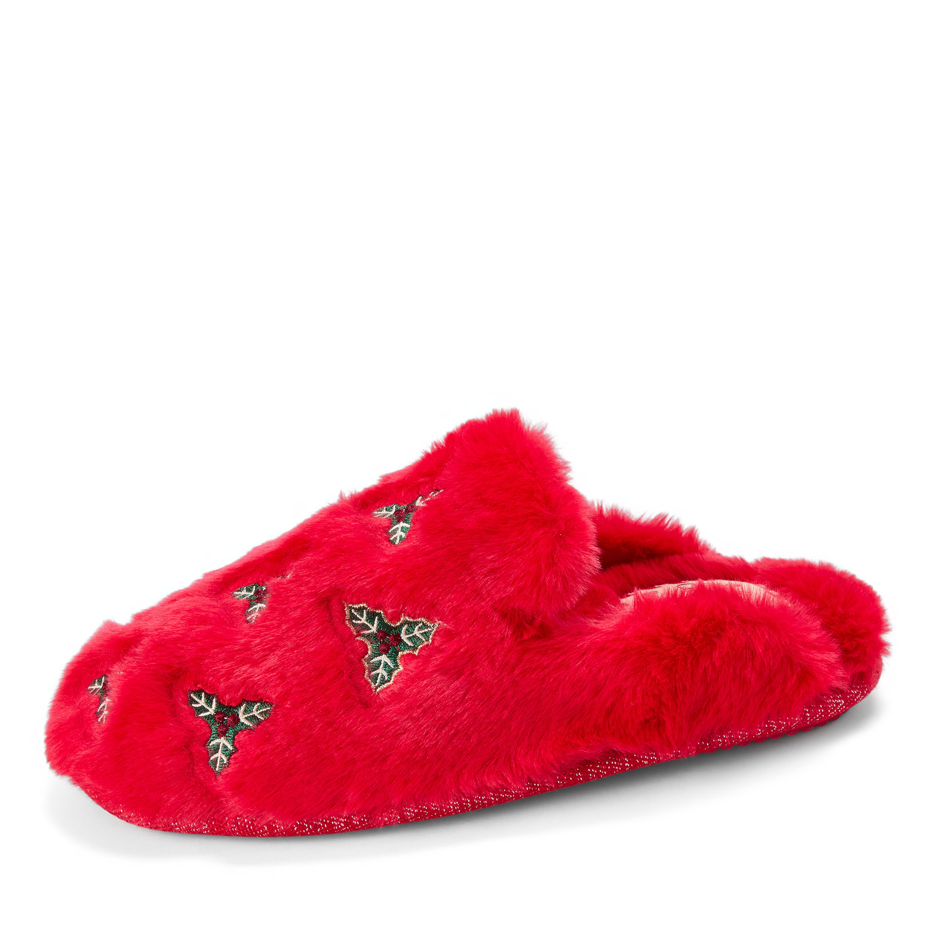 Women's Holiday Fur Shaped Tab Scuff