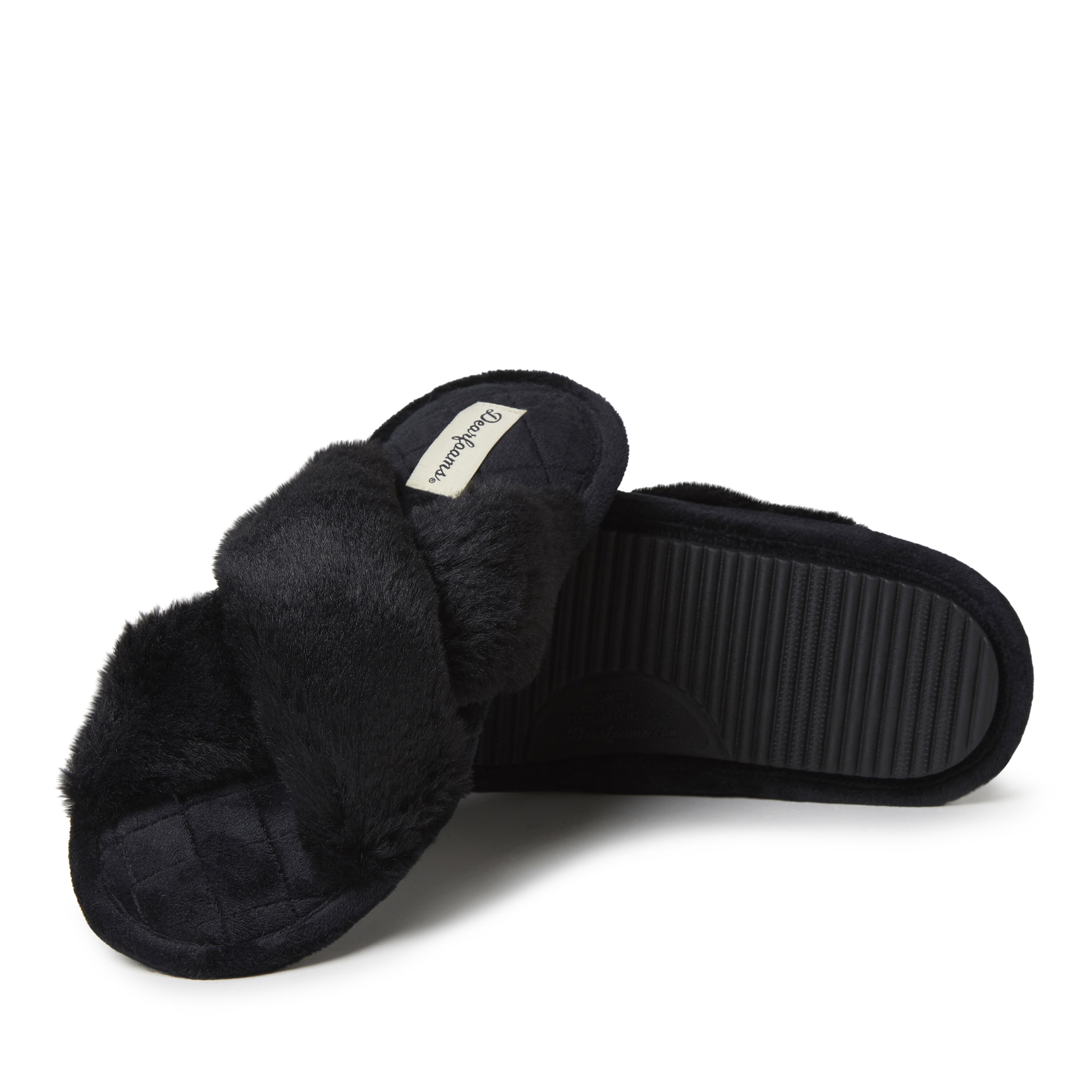 Women's dearfoams jessica faux fur slide slippers sales