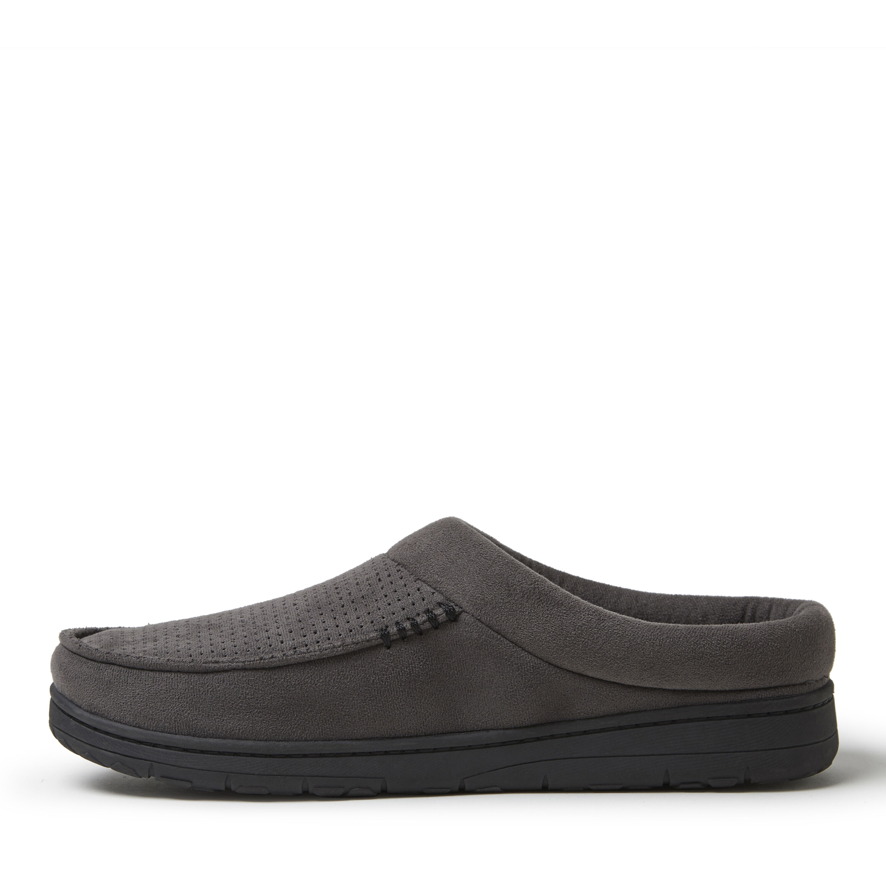 Men's dearfoams microsuede sale whipstitch trim clog slippers