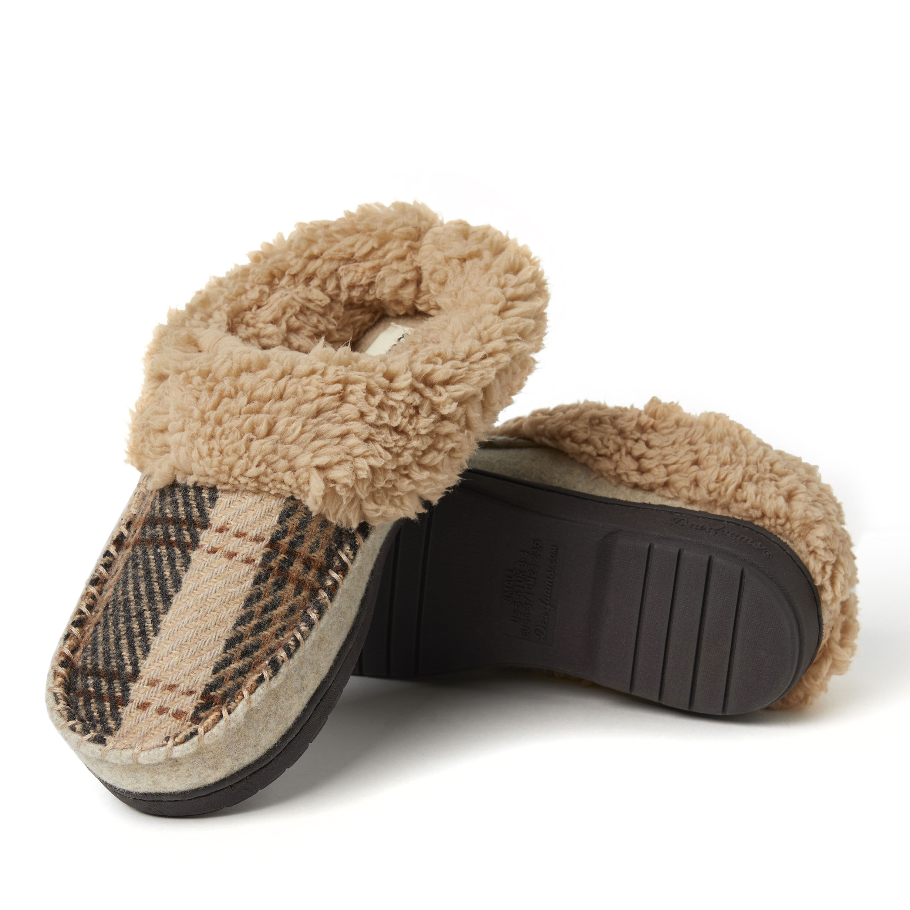 Women's elaine plaid and microsuede moc toe clog outlet slipper