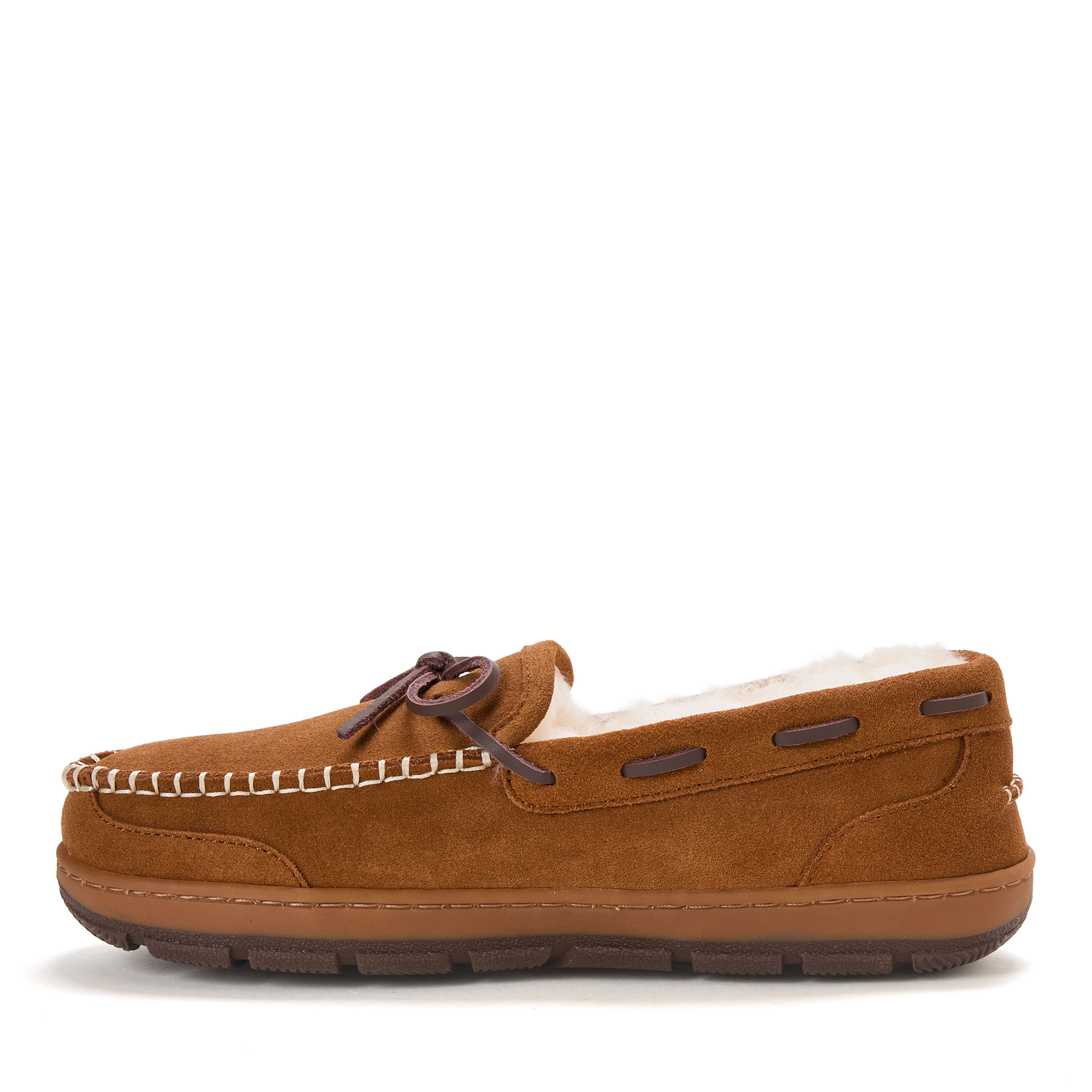 Men's Fireside by Dearfoams Forster Genuine Shearling Moc With Stitching