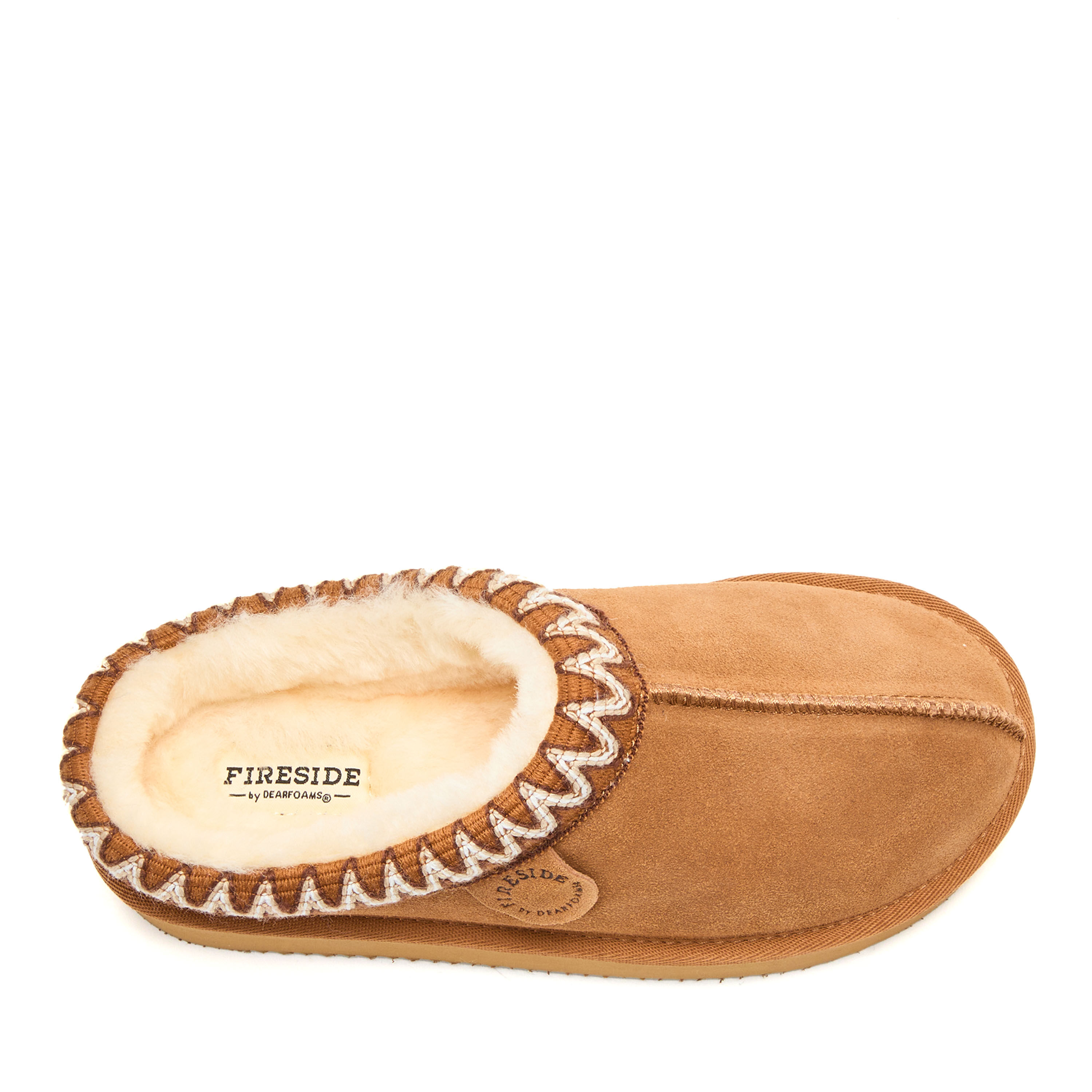 Women's Fireside by Dearfoams Queenstown Genuine Shearling Clog With Taping