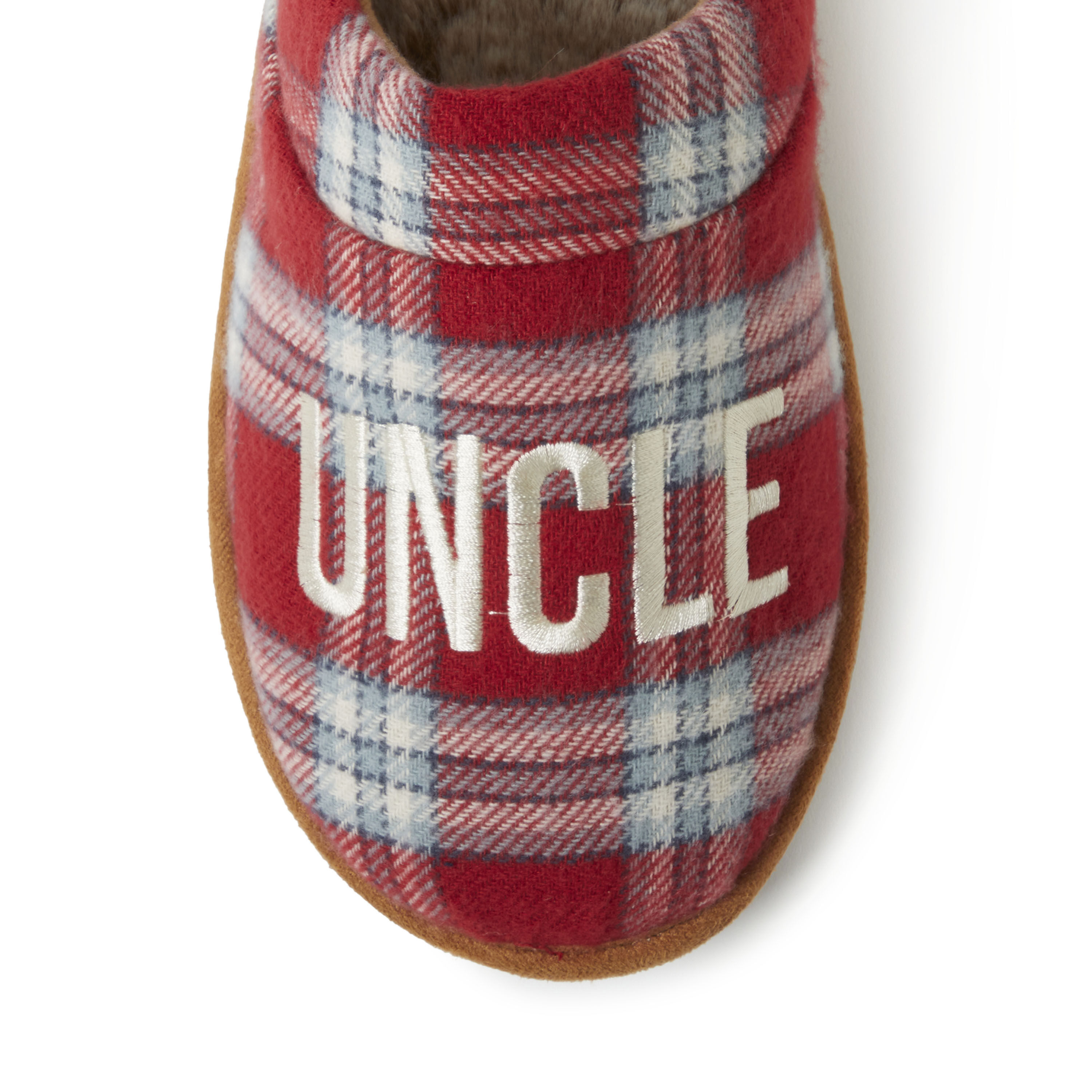 Men s Uncle Bear Red Plaid Scuff Slippers