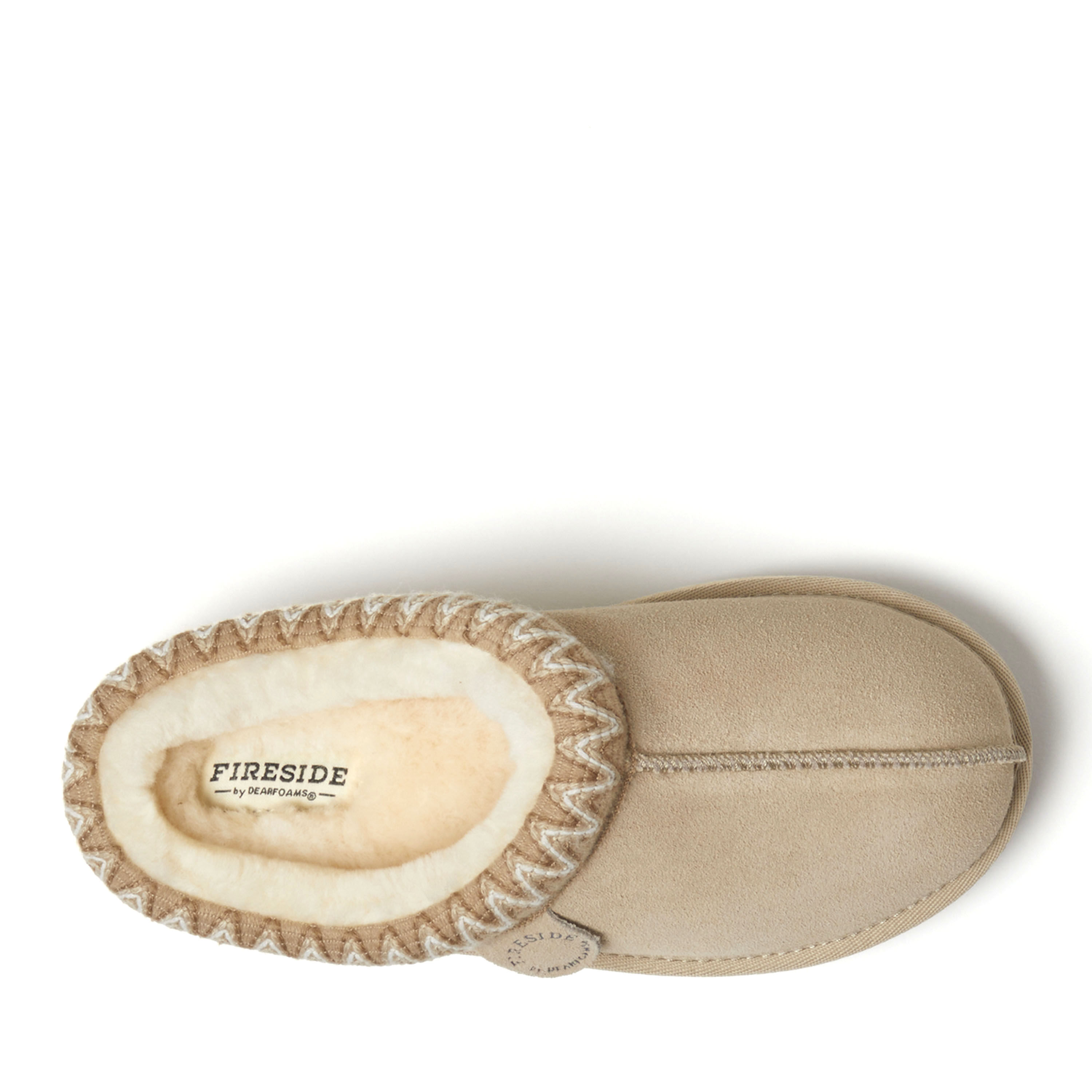 Women's Fireside by Dearfoams Greta Genuine Shearling Clog With Taping