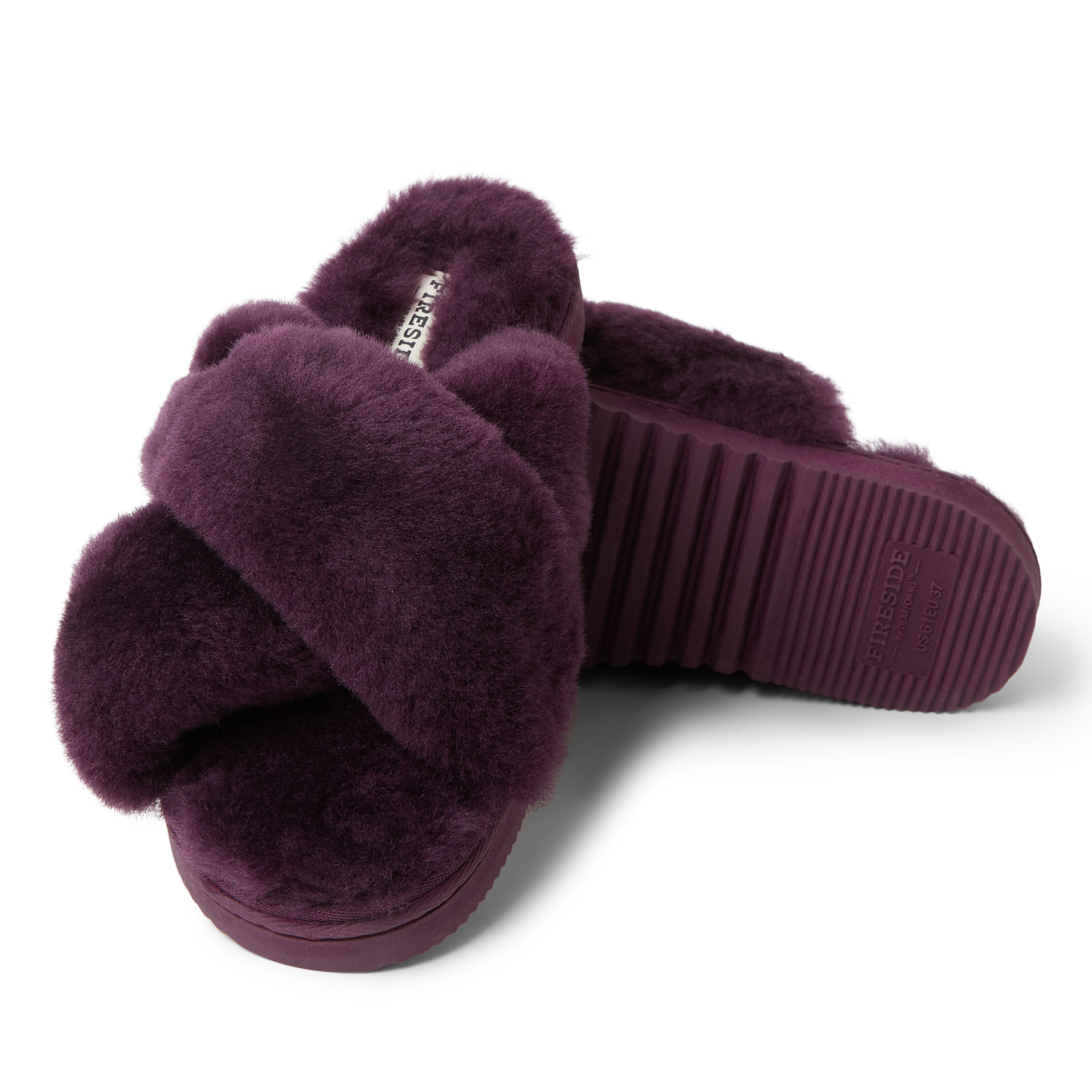 Women s Fireside By Dearfoams New Castle Genuine Shearling Cross
