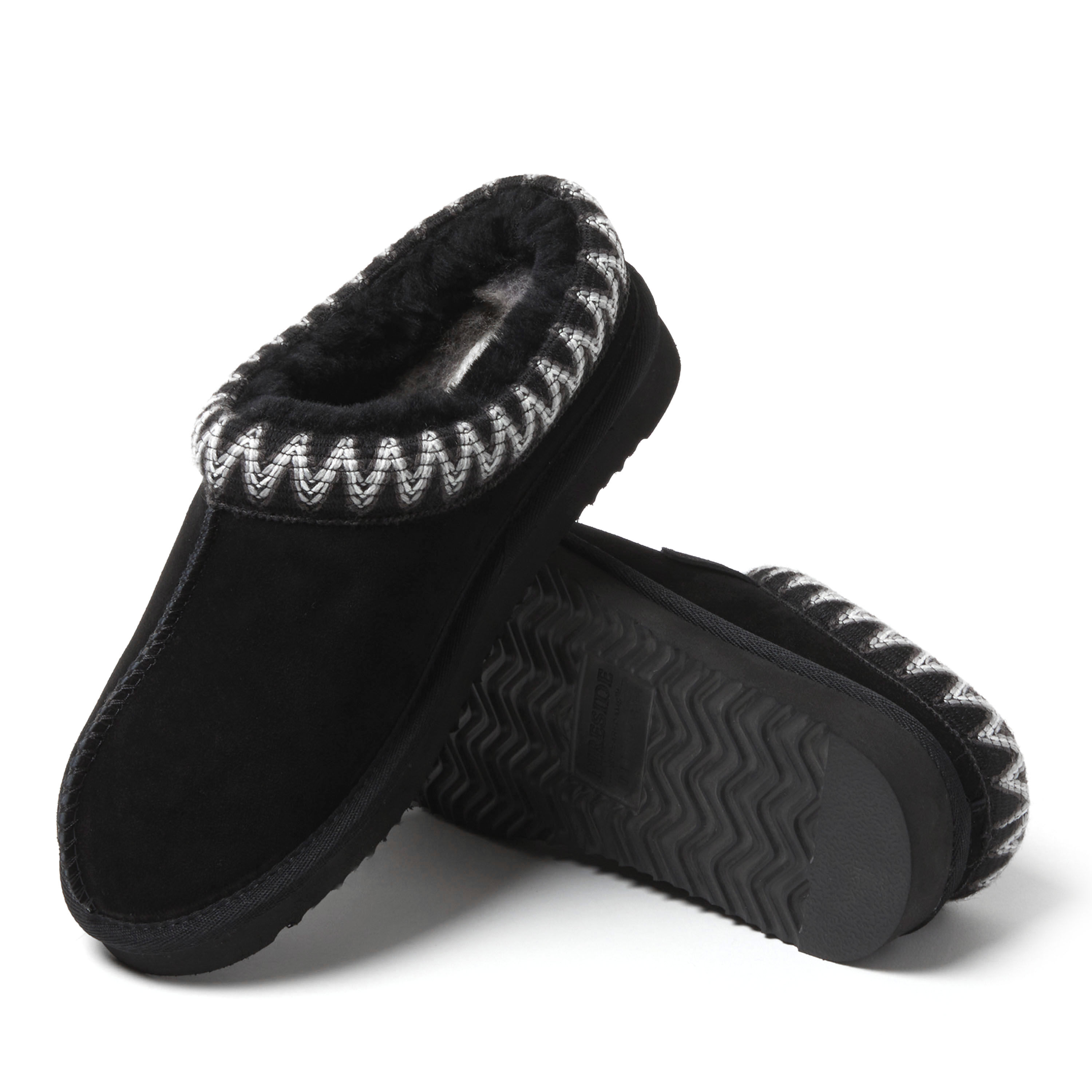 Women's Fireside by Dearfoams Greta Genuine Shearling Clog With Taping - Water Resistant
