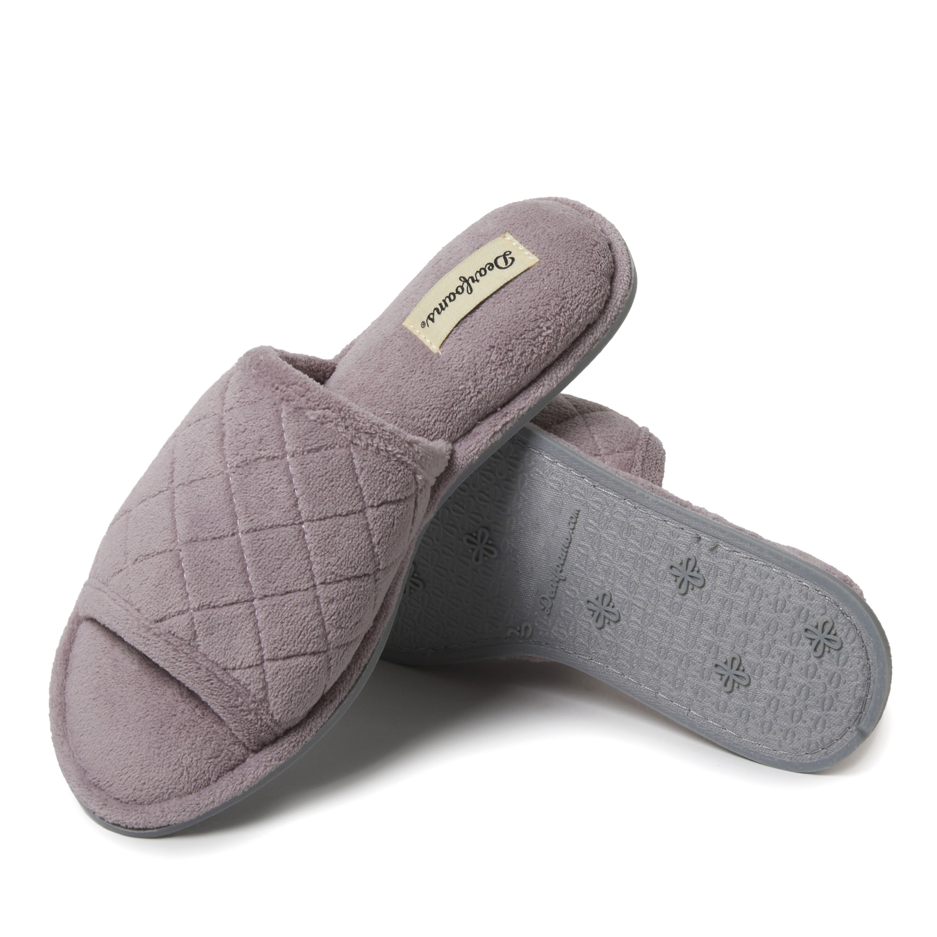 Dearfoams women's beatrice microfiber terry slide with quilted vamp slipper sale