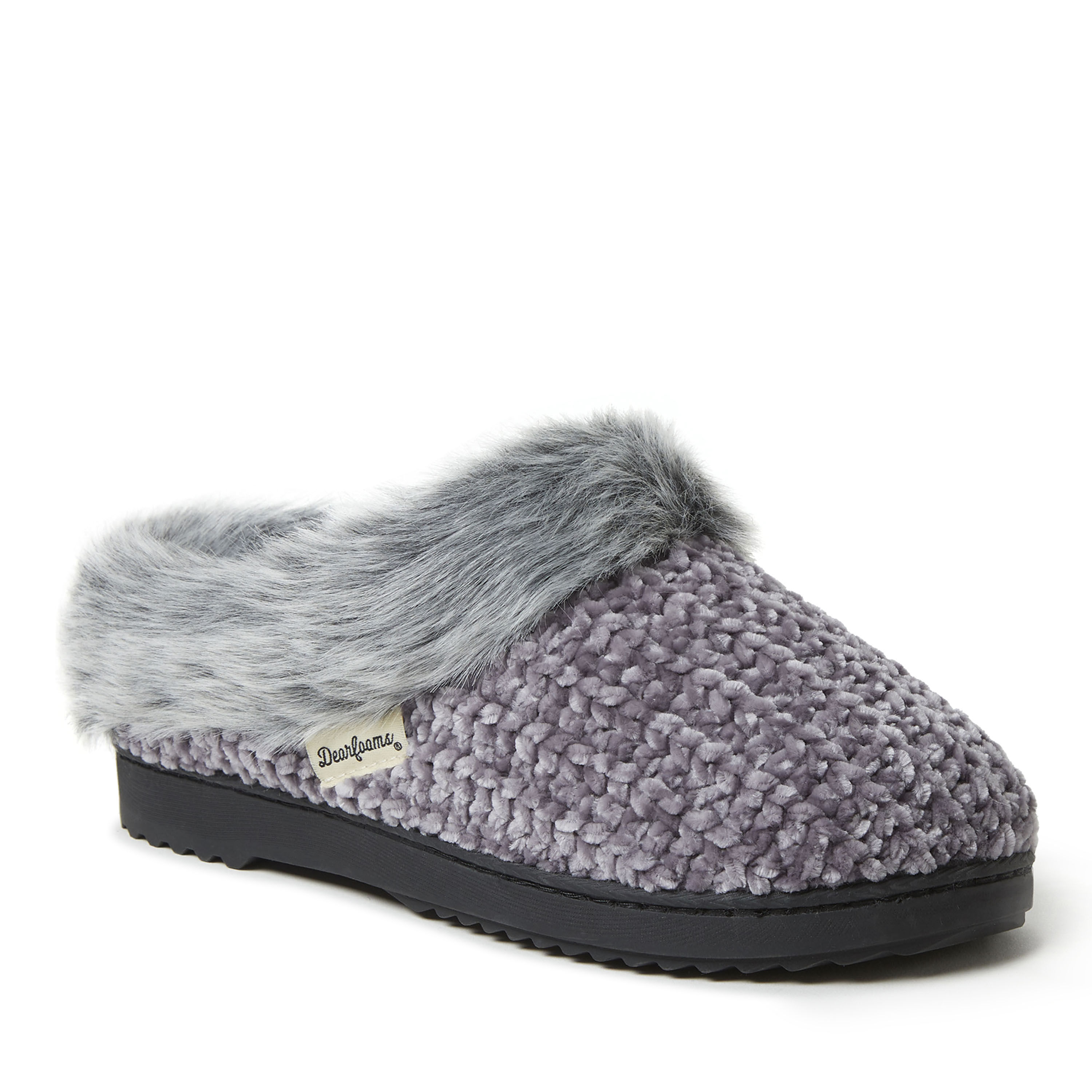 Women s Chenille Knit Clog with Faux Fur Trim