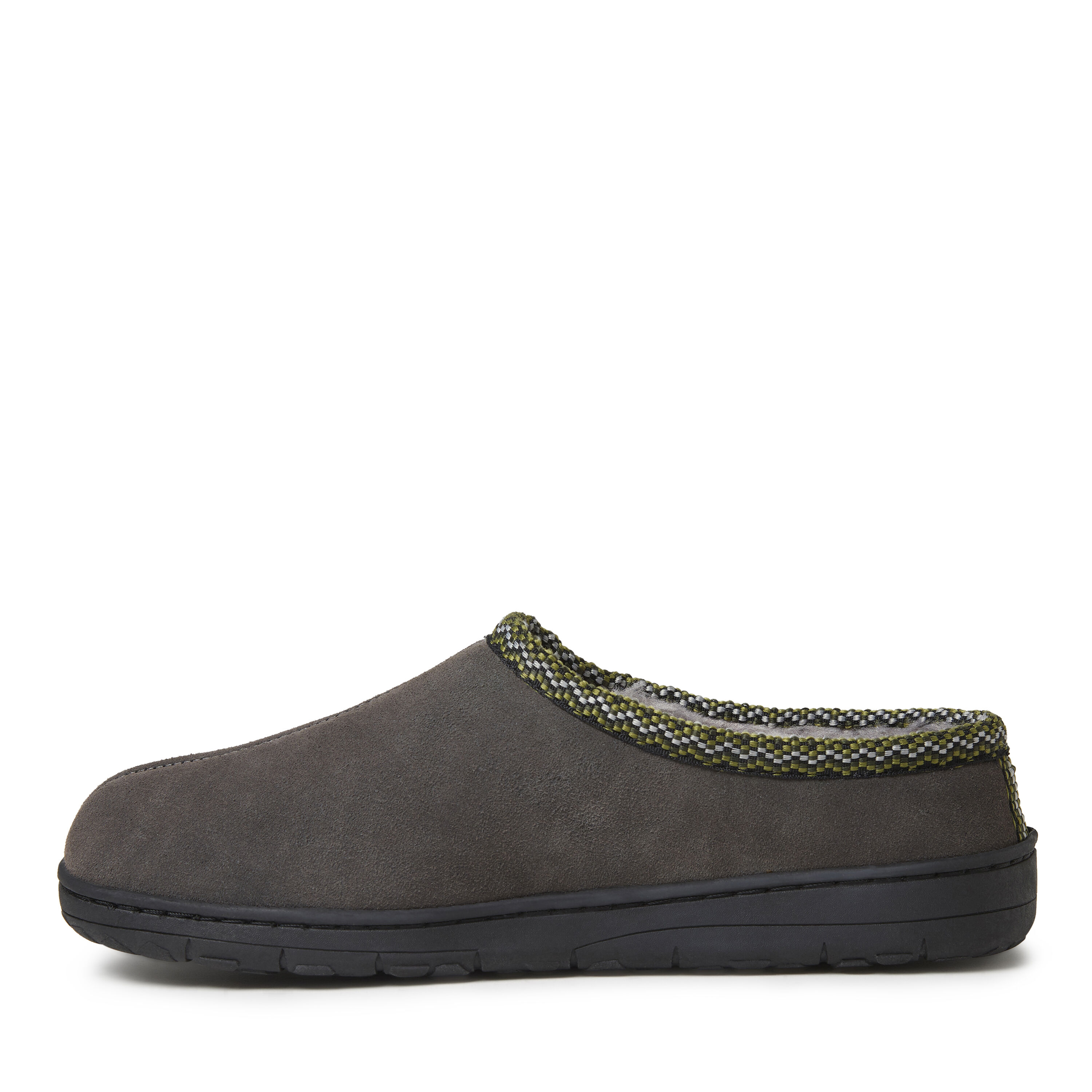 Men's Genuine Suede Clog Slipper with Woven Accent