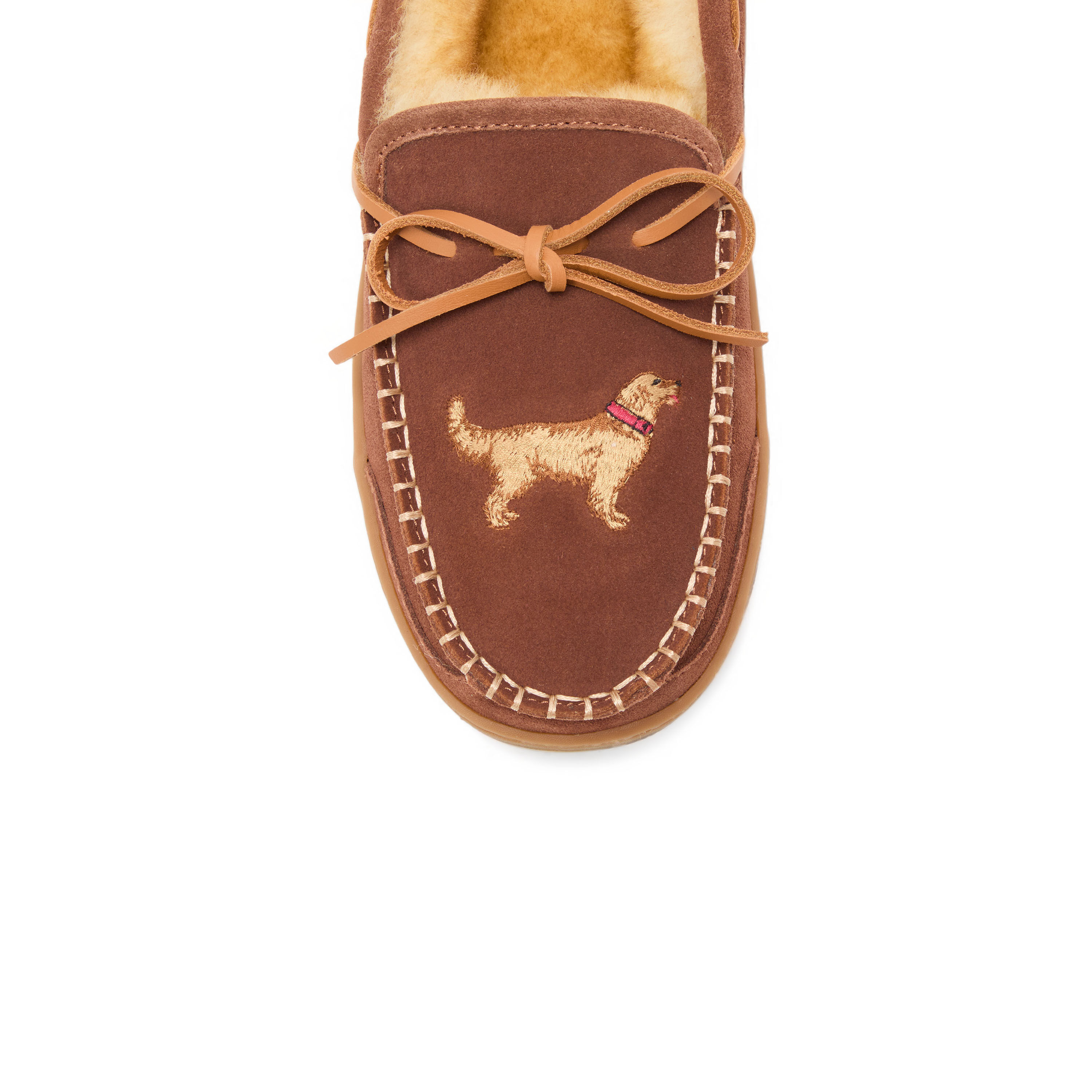 Men's Fireside by Dearfoams Forster Genuine Shearling Moc With Stitching