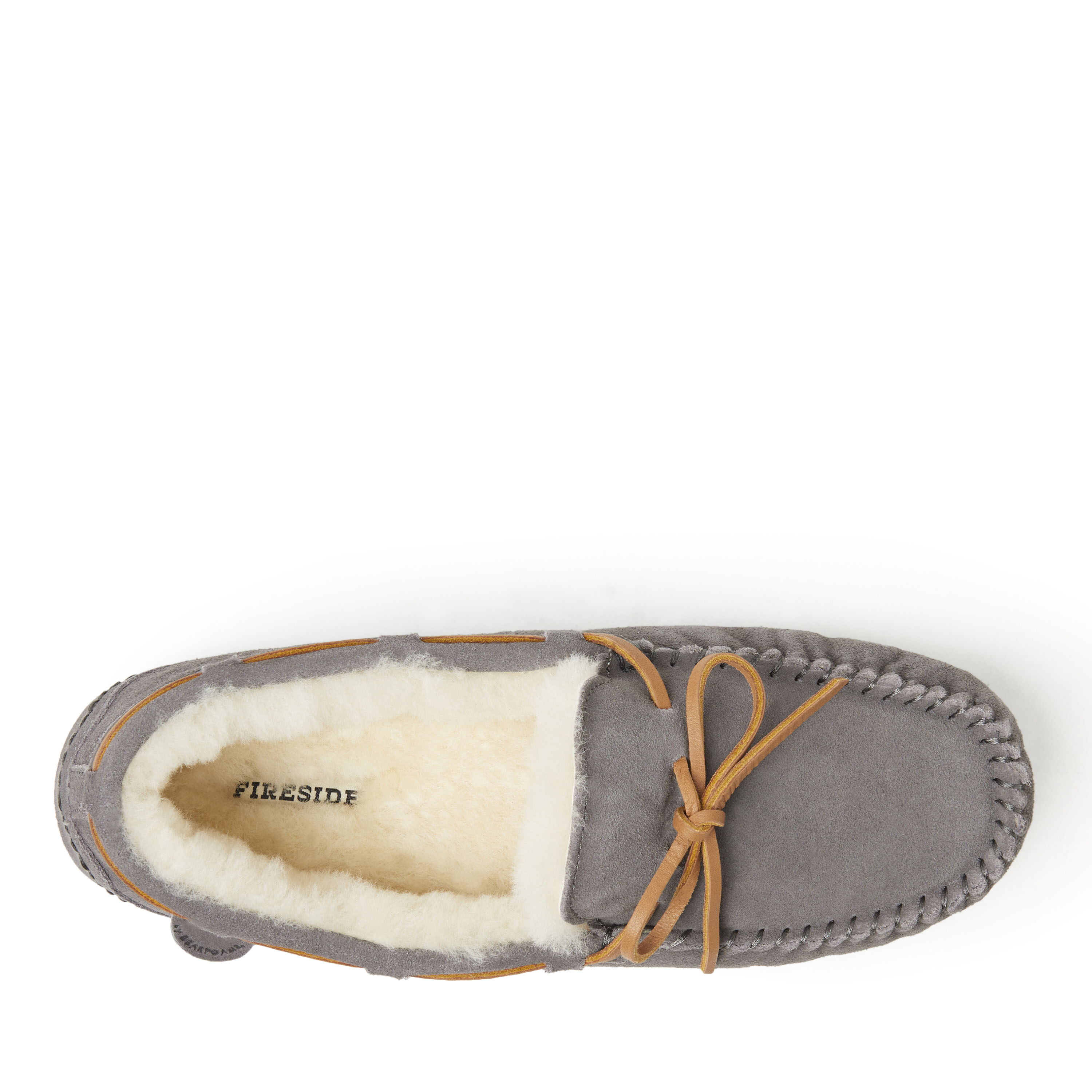Men's Fireside by Dearfoams Victor Genuine Shearling Moccasin Slipper with Tie