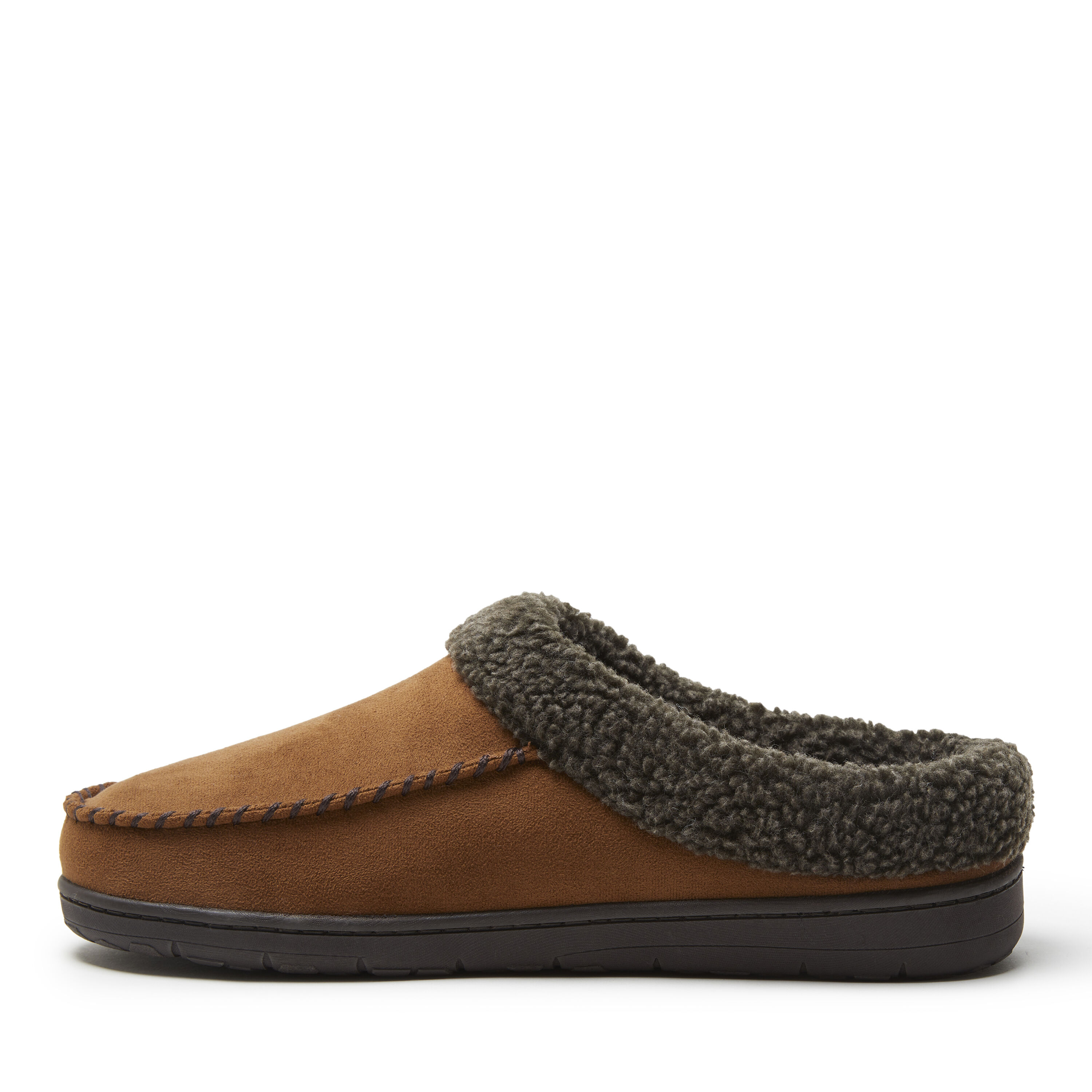Men's dearfoams microsuede whipstitch trim clog slippers hot sale