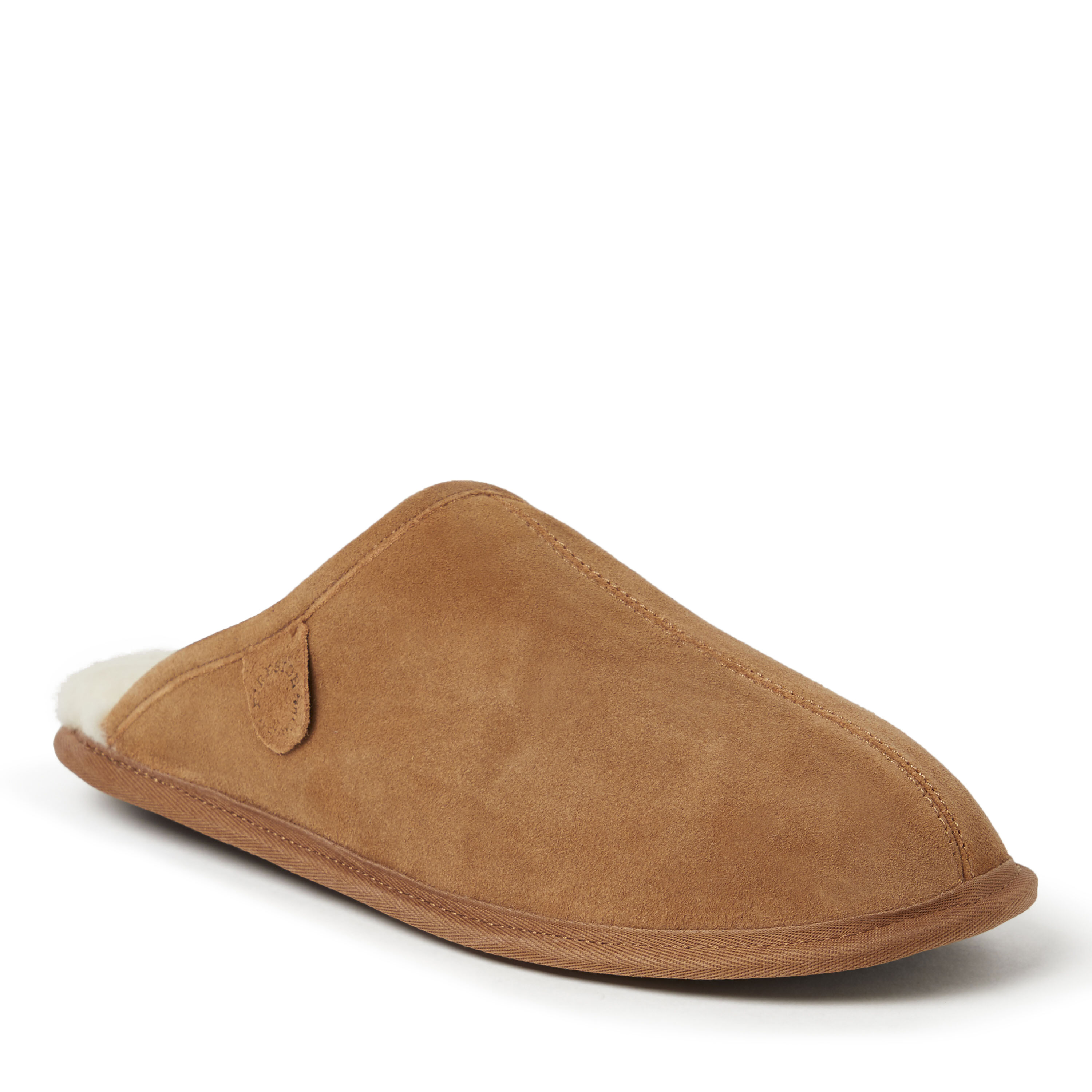 Fireside by Dearfoams Men s Warwick Genuine Shearling Scuff Slipper 11 Chestnut