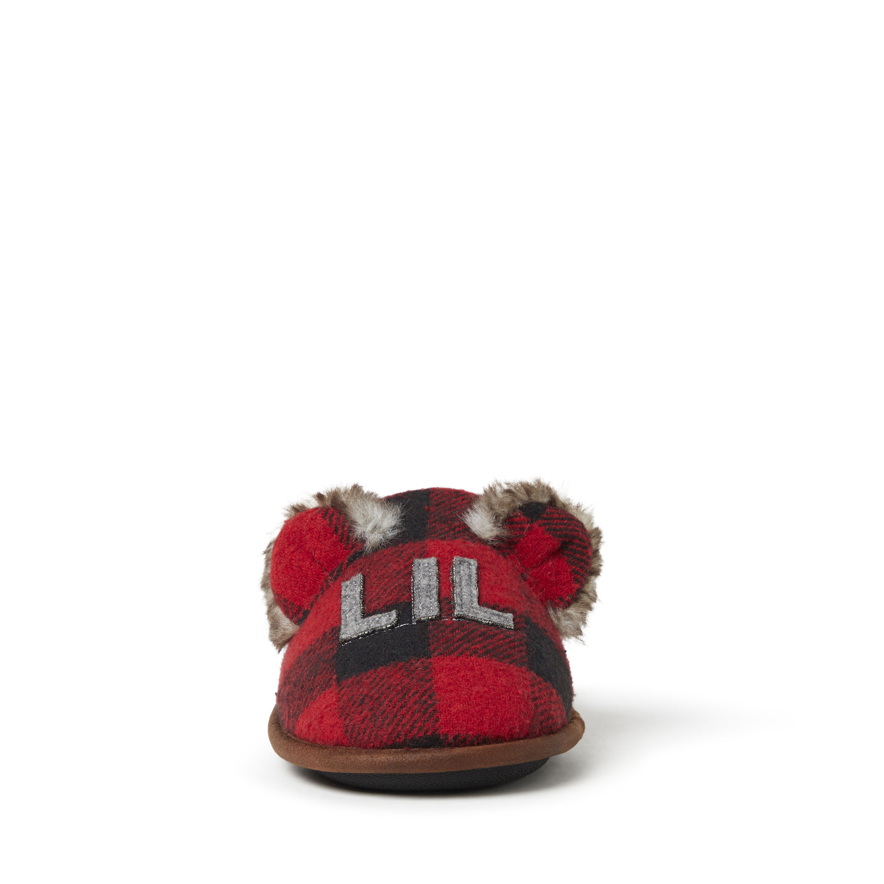 Kids Buffalo Check Lil Bear Scuff Slipper