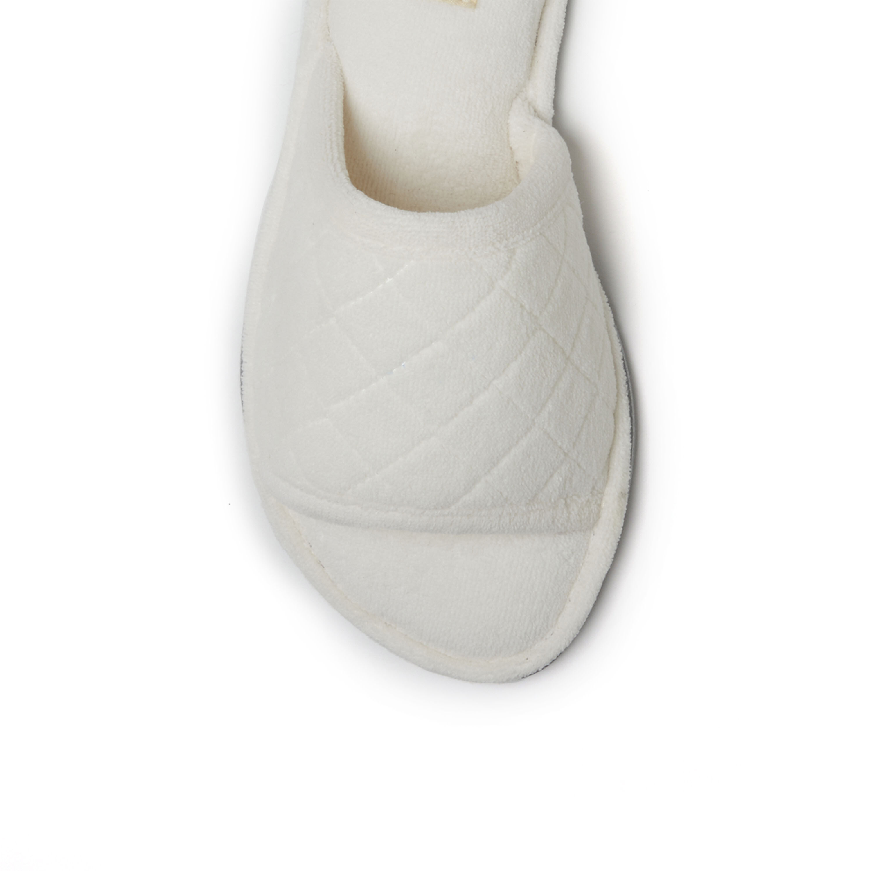 Dearfoams women's beatrice microfiber terry slide with quilted vamp slipper top