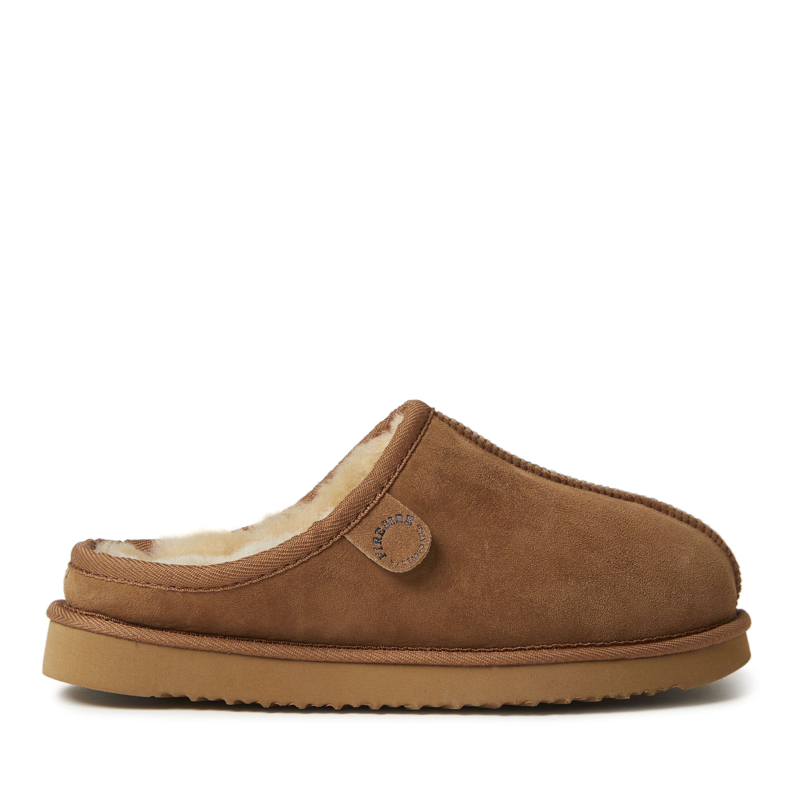 Men's Fireside by Dearfoams Grafton Genuine Shearling Clog Slipper with Woven Accent