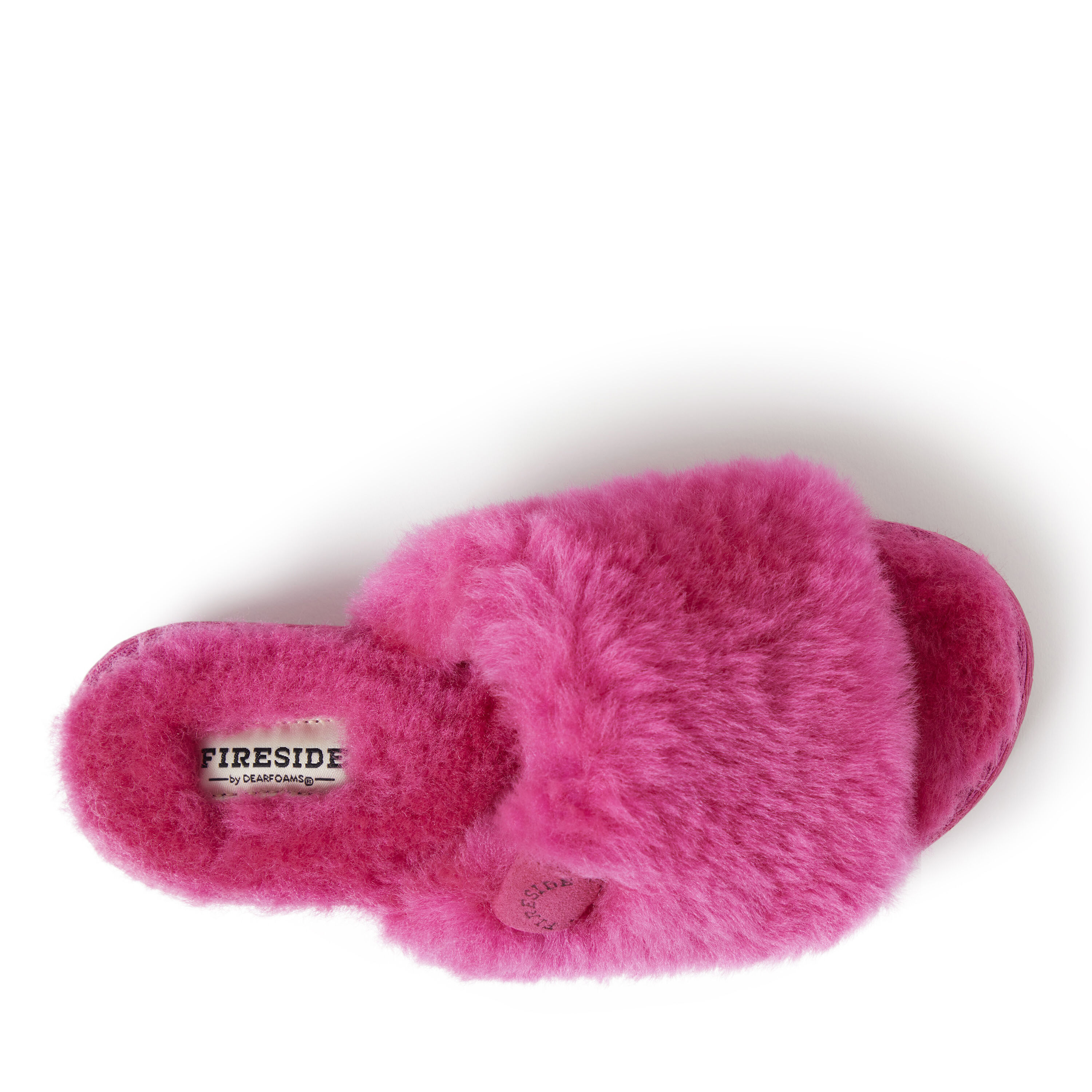 Women's Fireside by Dearfoams Cairns Genuine Shearling Slide Slipper with Metallic Suede Trim
