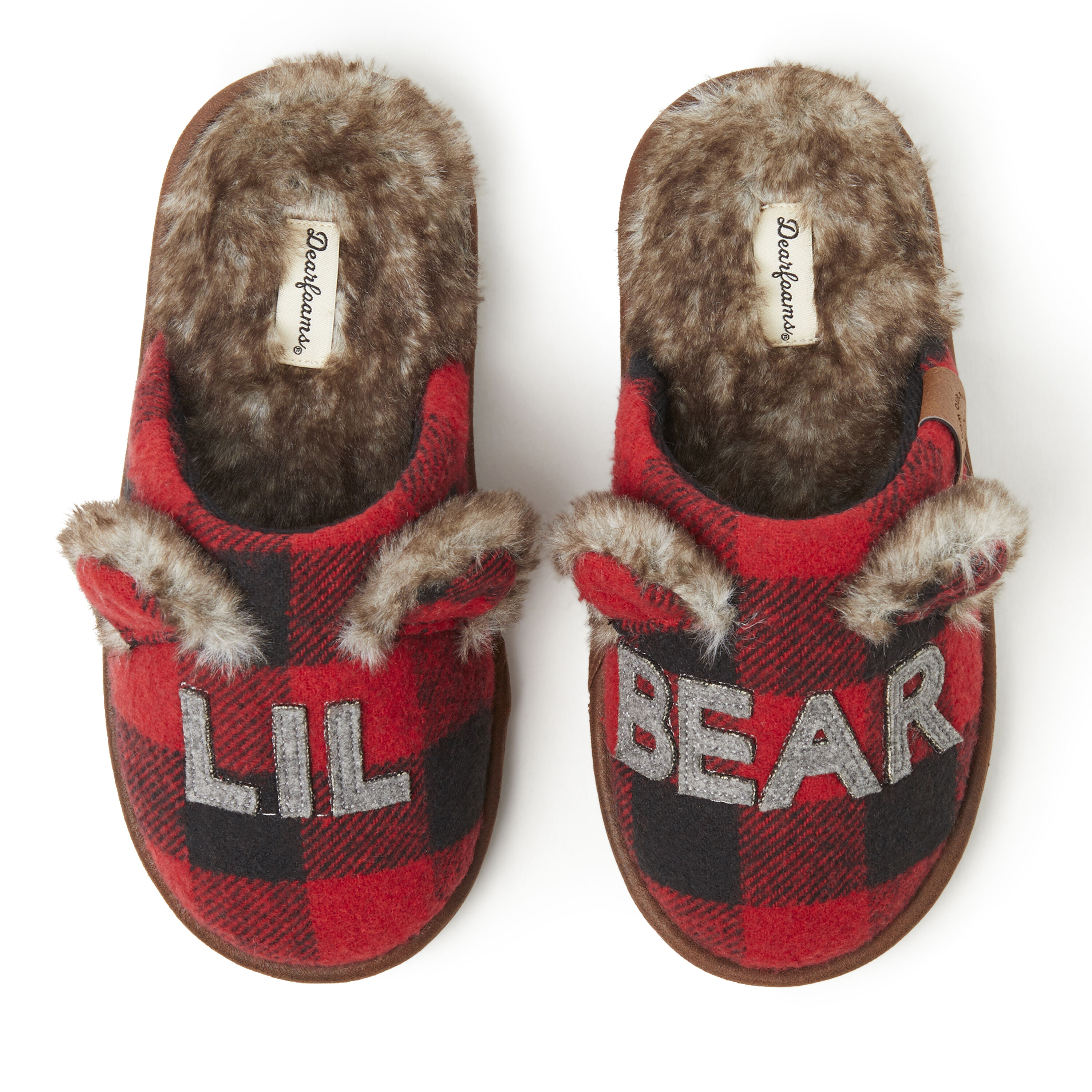 Kids Buffalo Check Lil Bear Scuff Slipper