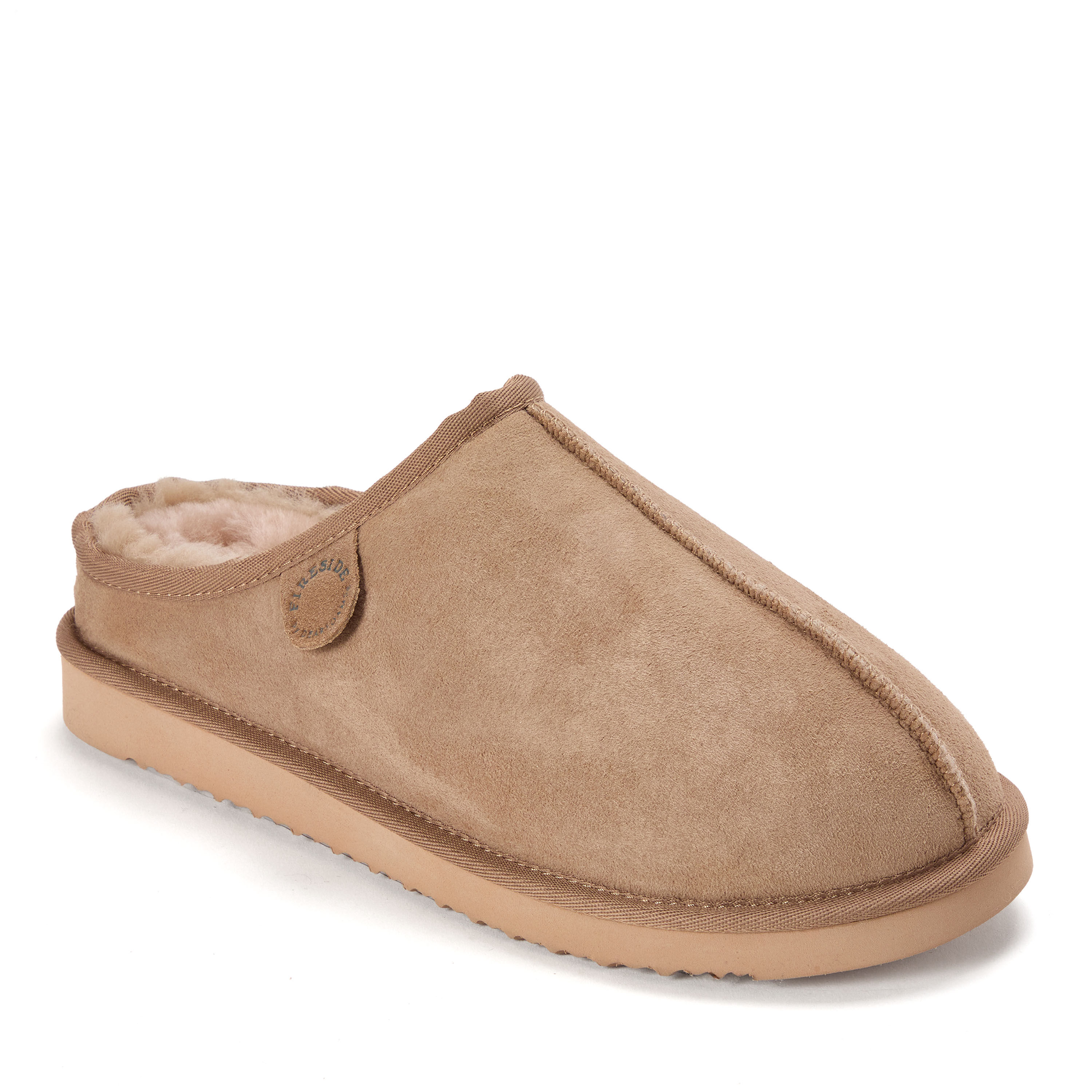 Men's Fireside by Dearfoams Grafton Genuine Shearling Clog Slipper with Woven Accent