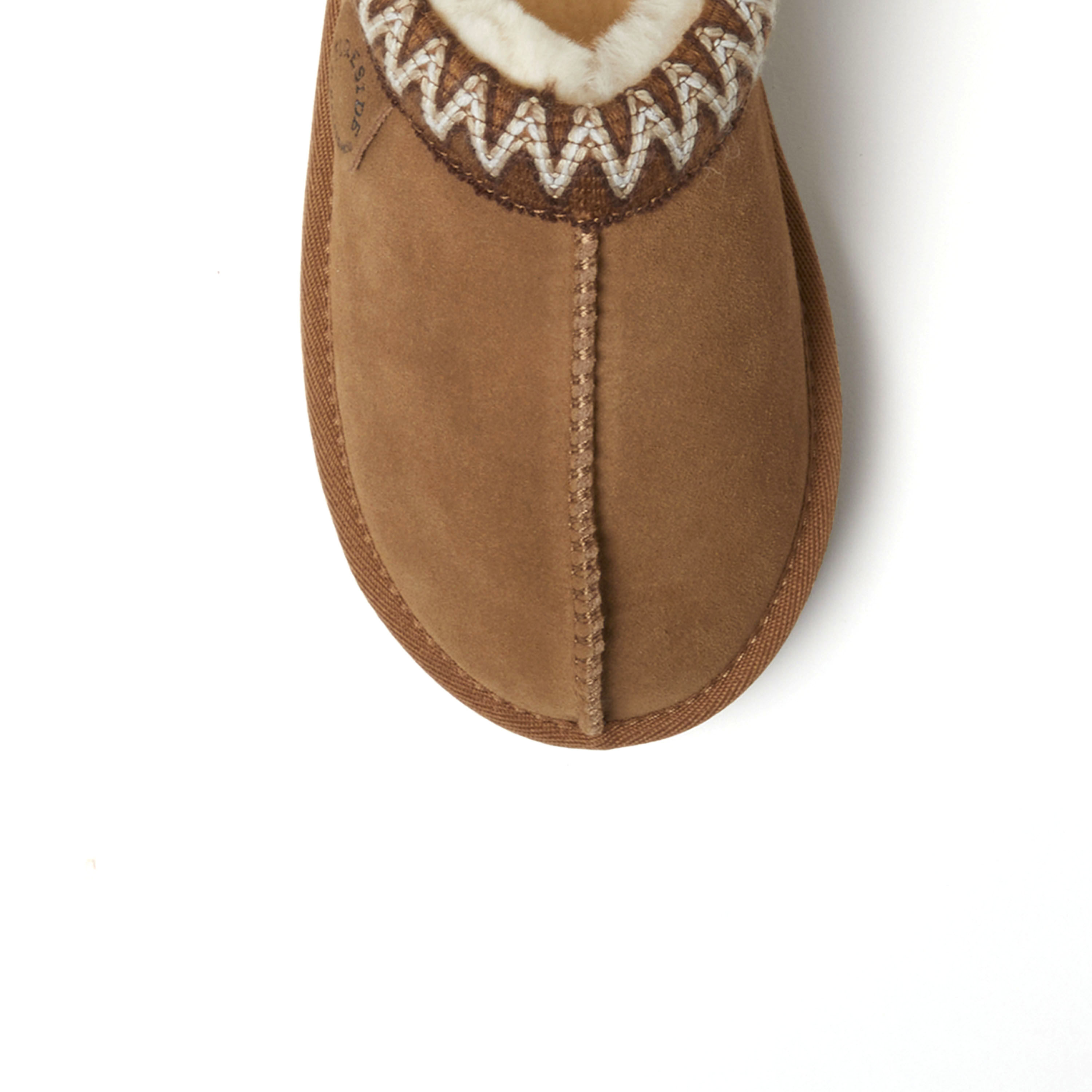 Women's Fireside by Dearfoams Greta Genuine Shearling Clog With Taping - Water Resistant