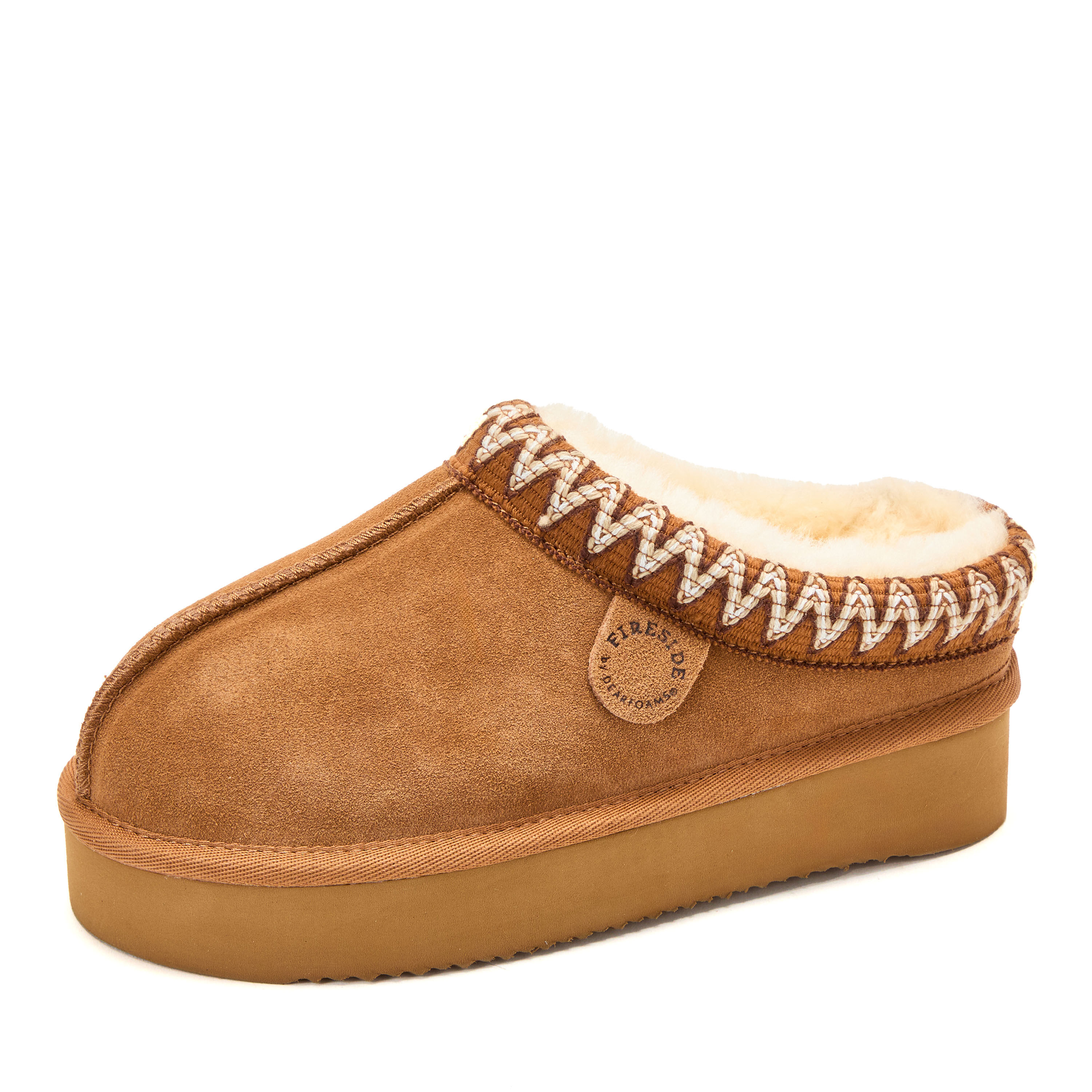Women's Fireside by Dearfoams Queenstown Genuine Shearling Clog With Taping