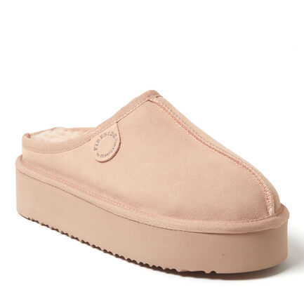 Women's Fireside by Dearfoams Queenstown Platform Genuine Shearling Clog