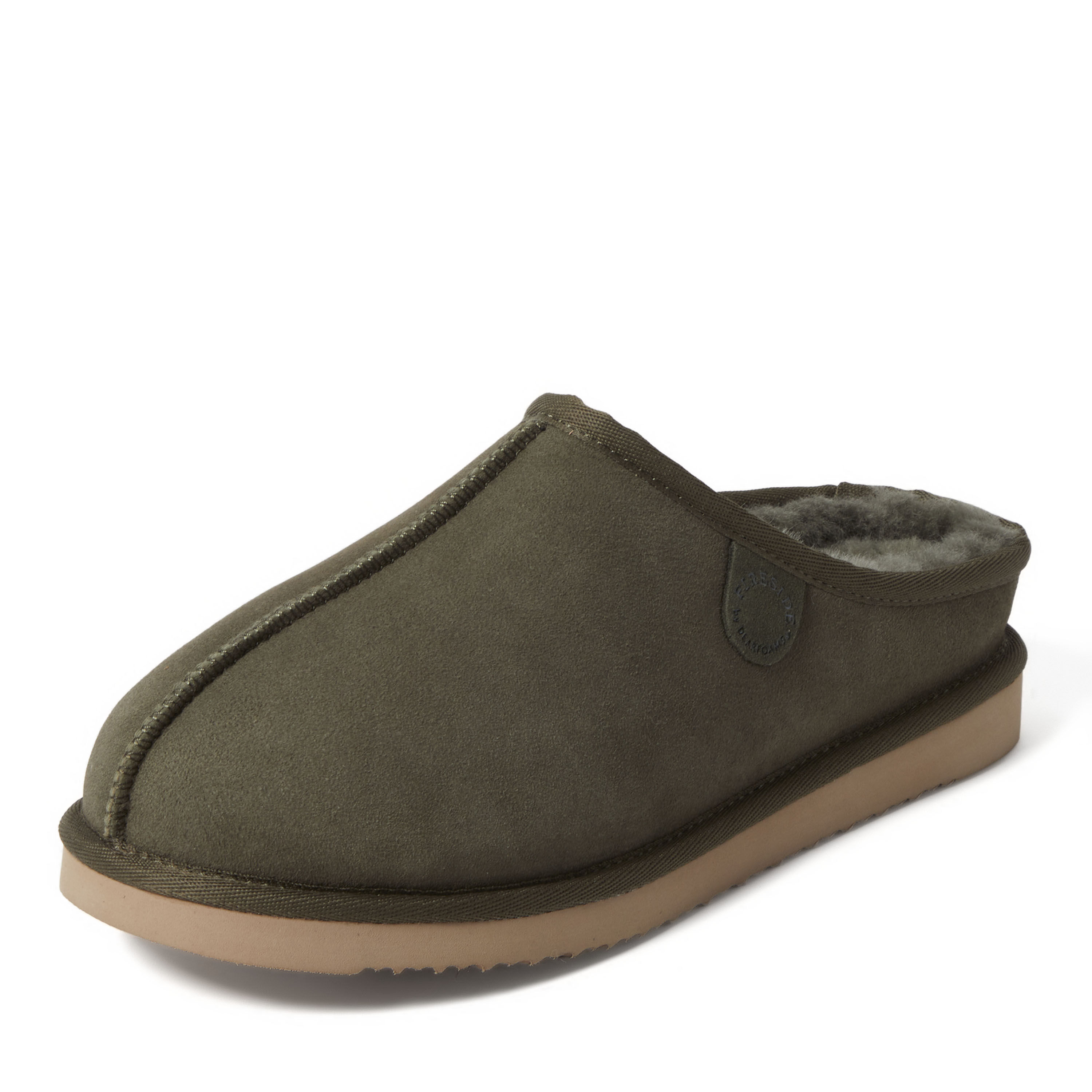 Men's Fireside by Dearfoams Grafton Genuine Shearling Clog Slipper with Woven Accent