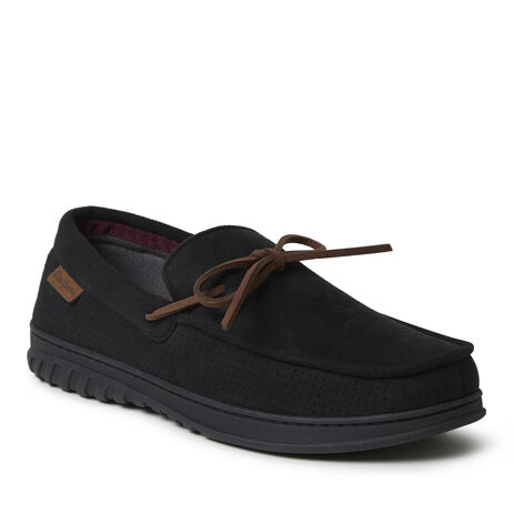 Men's Ethan Perforated Microsuede Moccasin  with Tie Slipper